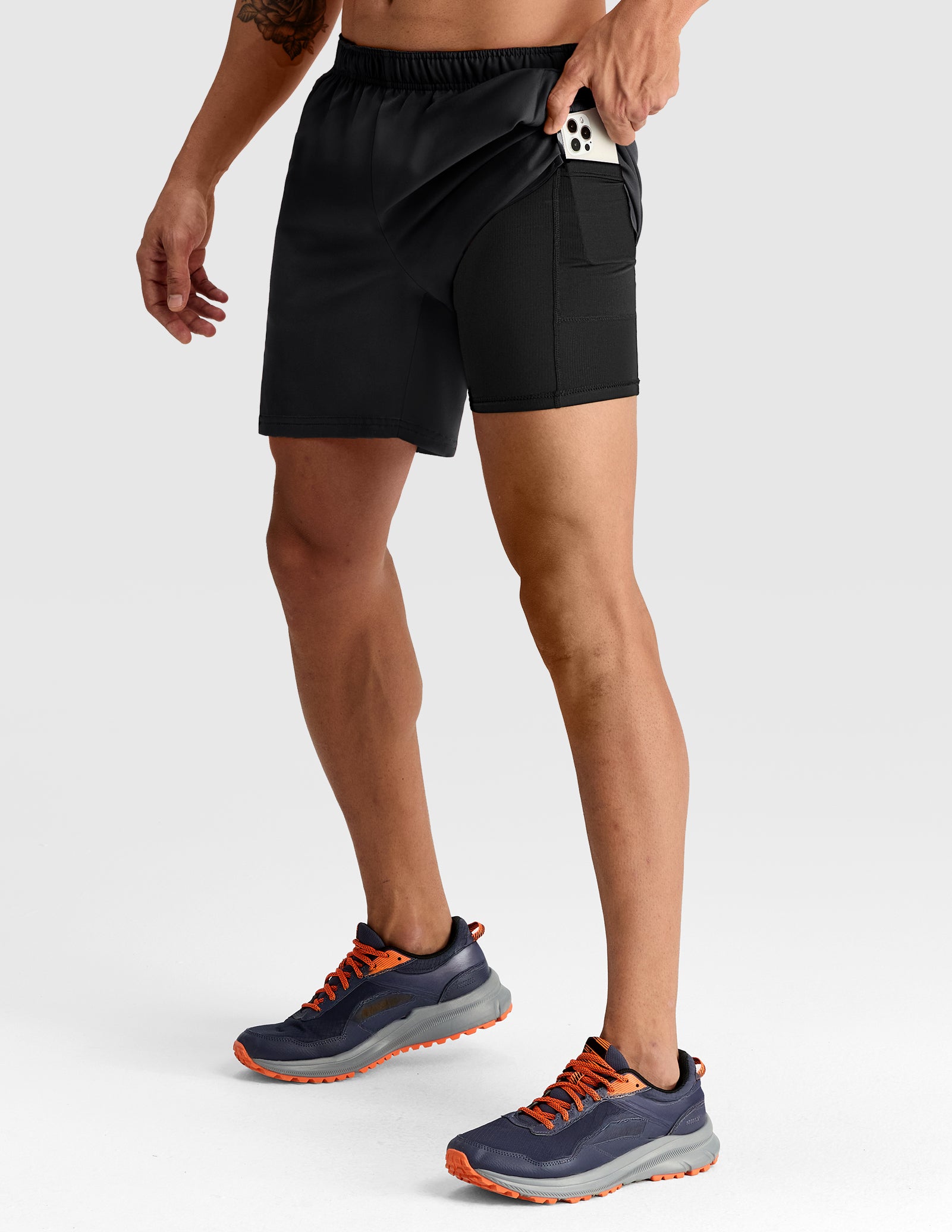 MIER Men's 7" 2-in-1 Running Shorts with Secure Zipper Pockets Men's Shorts