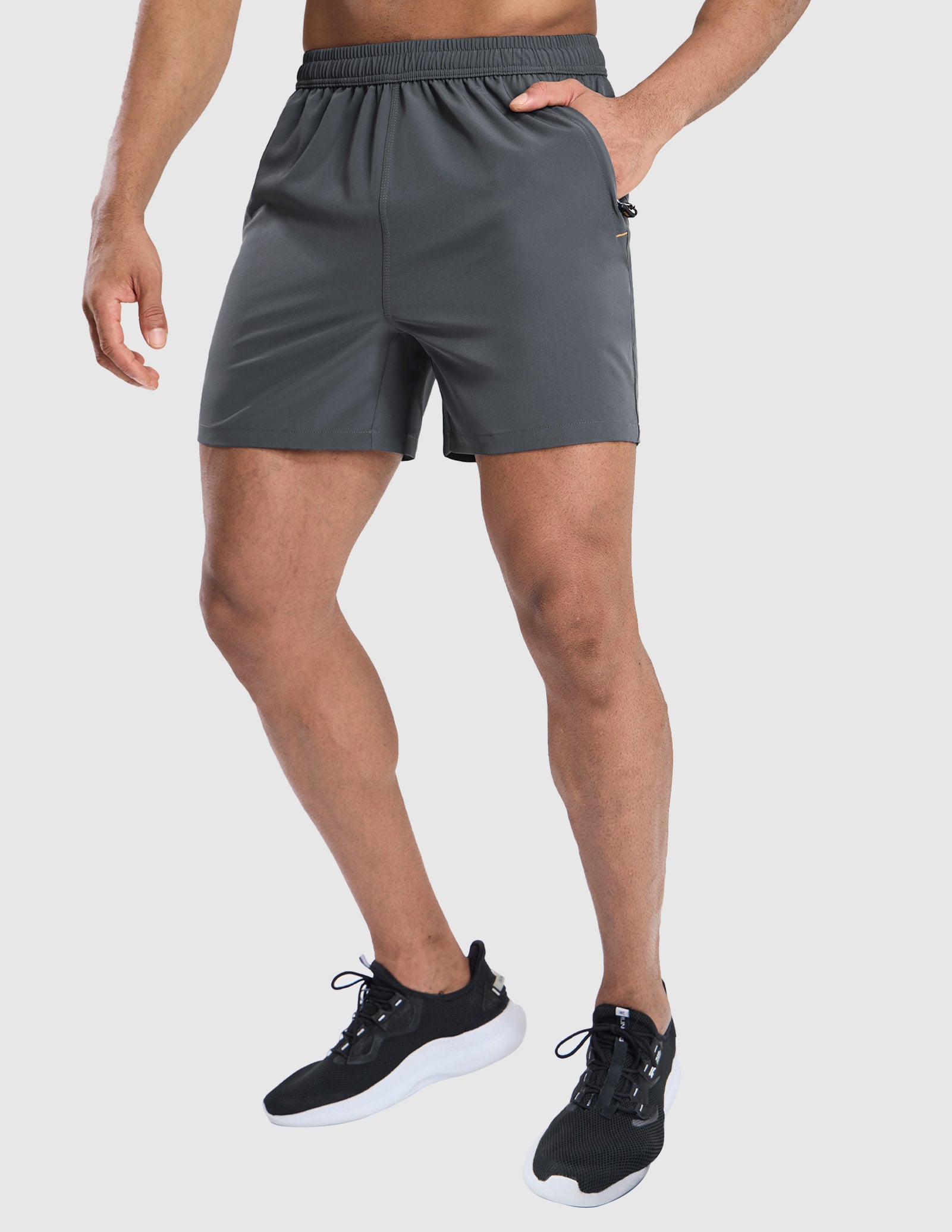 MIER Men's 5 Inch Dry Fit Running Shorts with Zipper Pockets Men's Shorts Dark Grey / S