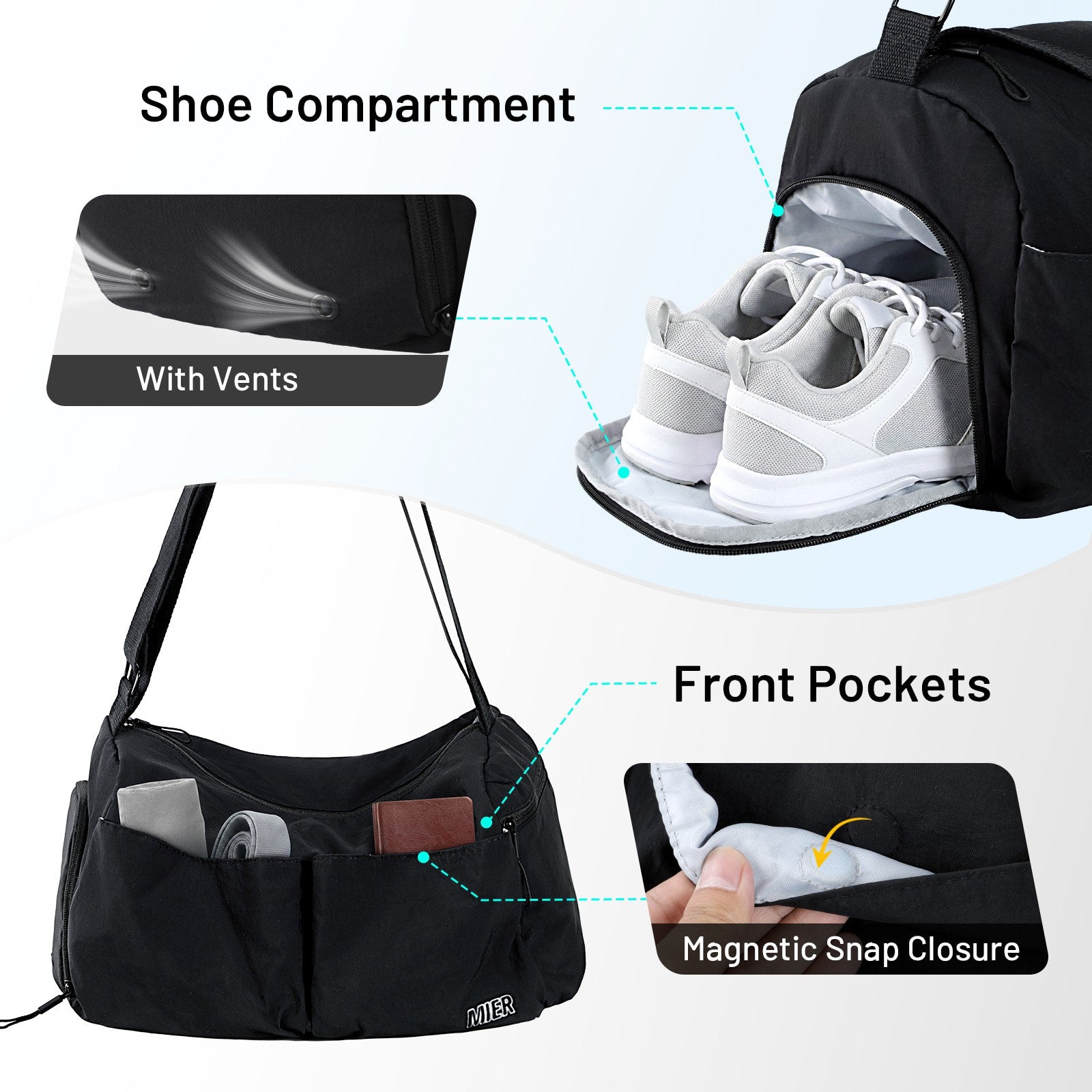 MIER Women's Gym Bag & Sports Duffel with Wet Pocket Gym Duffel Bag