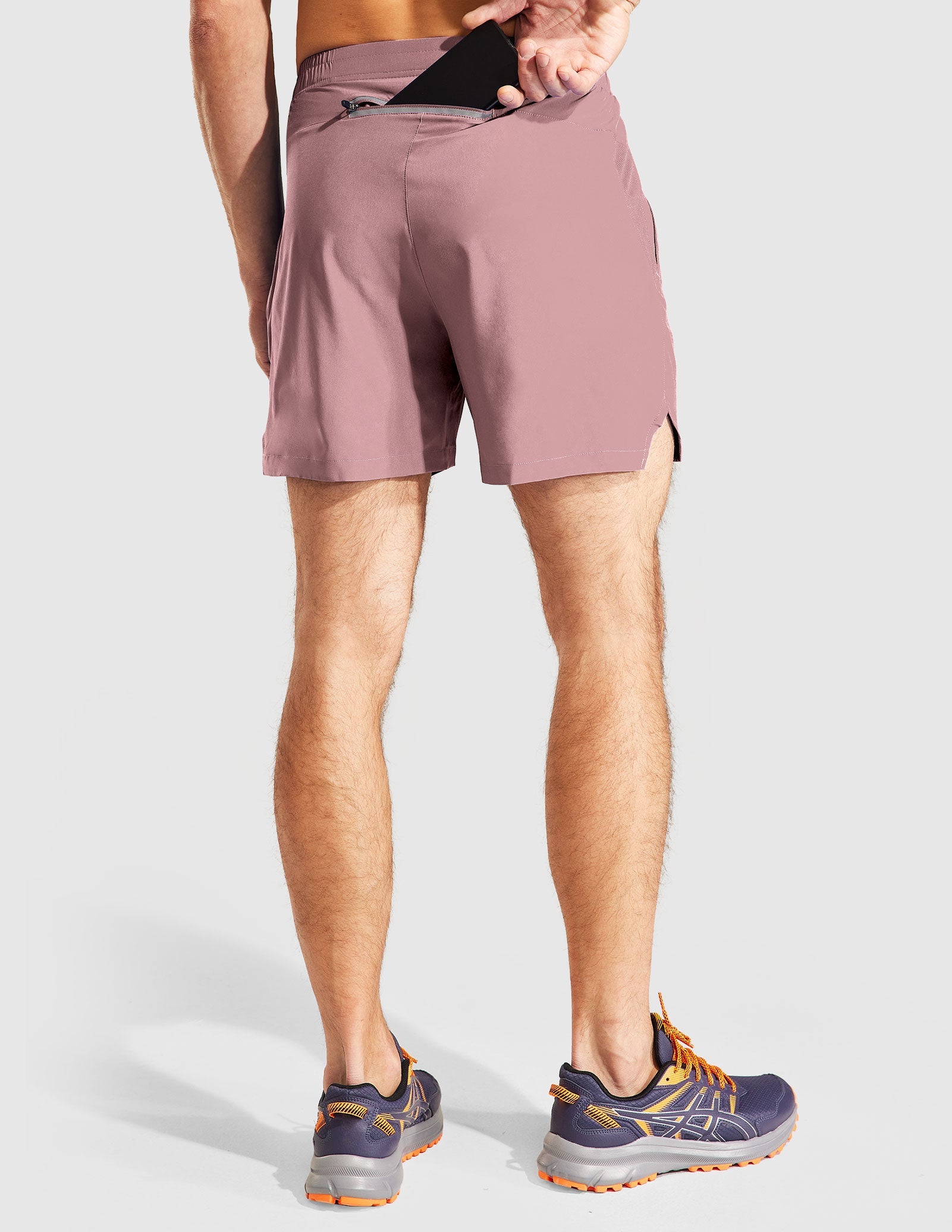 MIER Men's 5 Inch Running Shorts with Zipper Pockets Men's Shorts Dusty Pink / XS
