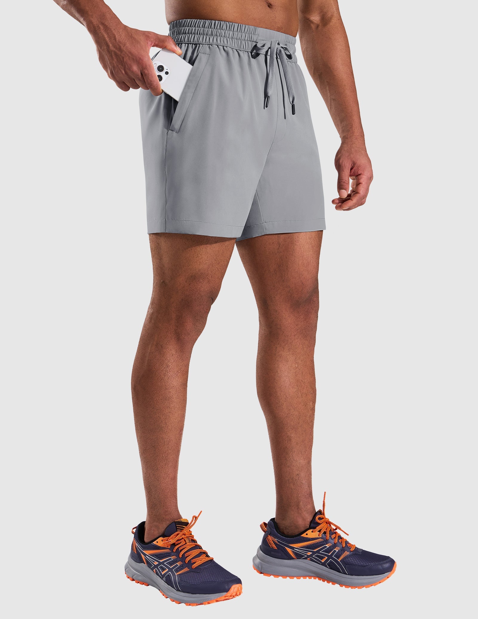 MIER 5" Running Gym Shorts for Men Quick Dry with Zipper Pockets Men's Shorts Light Grey / XS