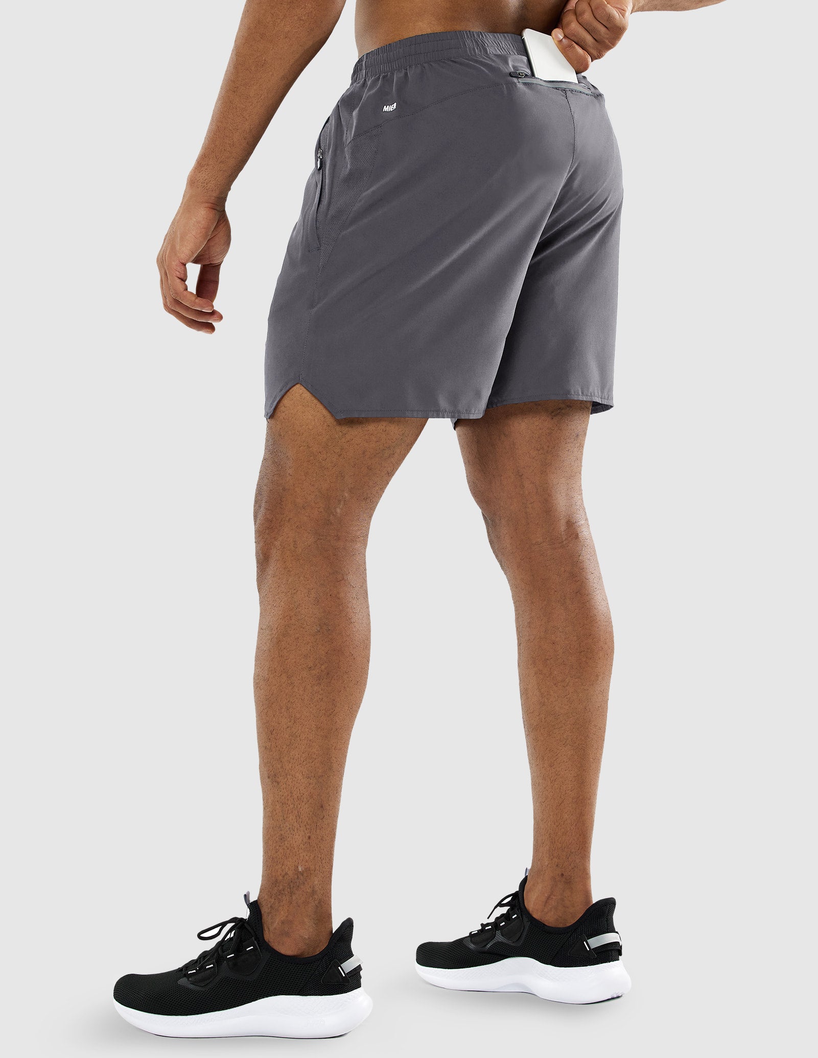 MIER Men's 5 Inch Running Shorts with Zipper Pockets Men's Shorts Grey / XS