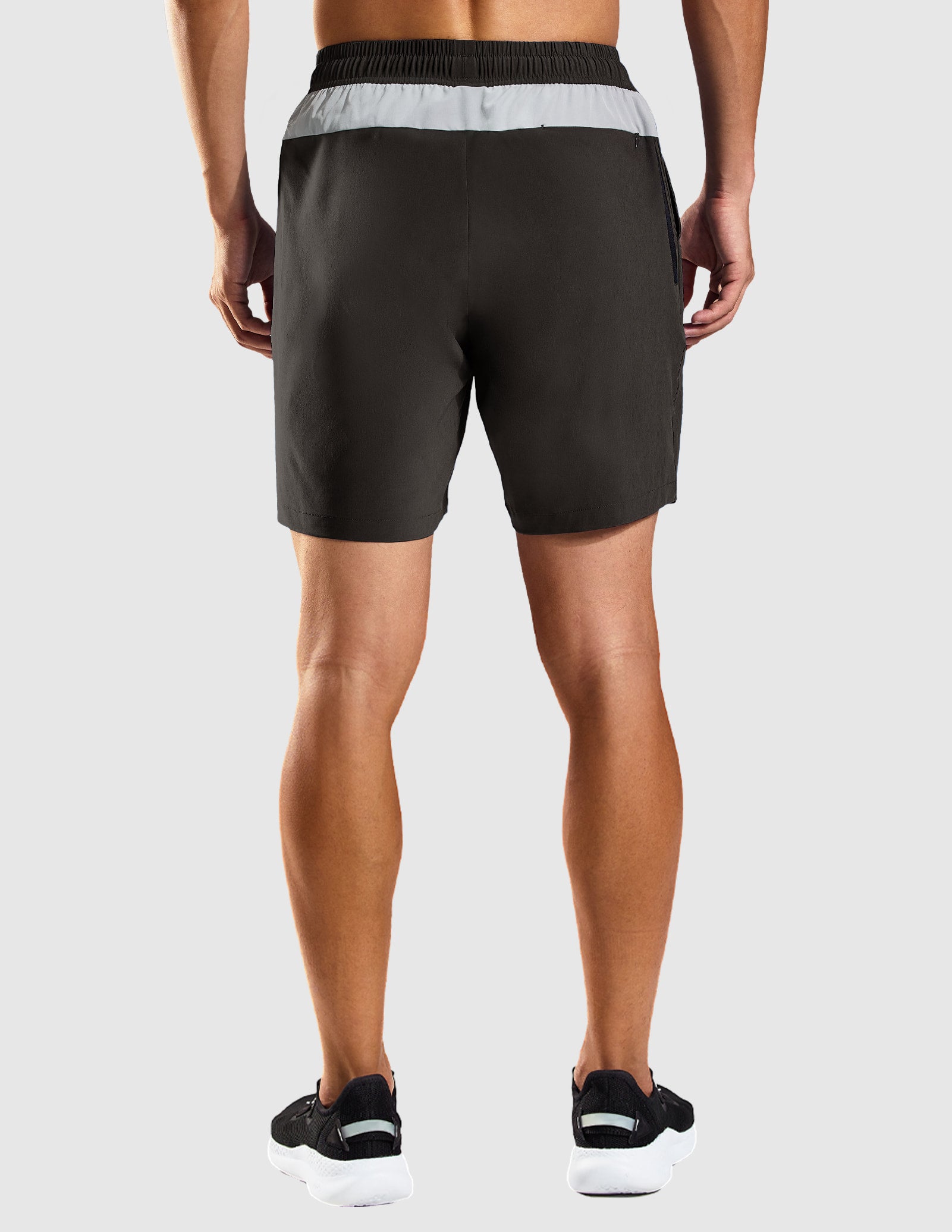 MIER Men's 7 Inch Active Running Shorts with Zipper Pockets Men's Shorts Black Gray / S