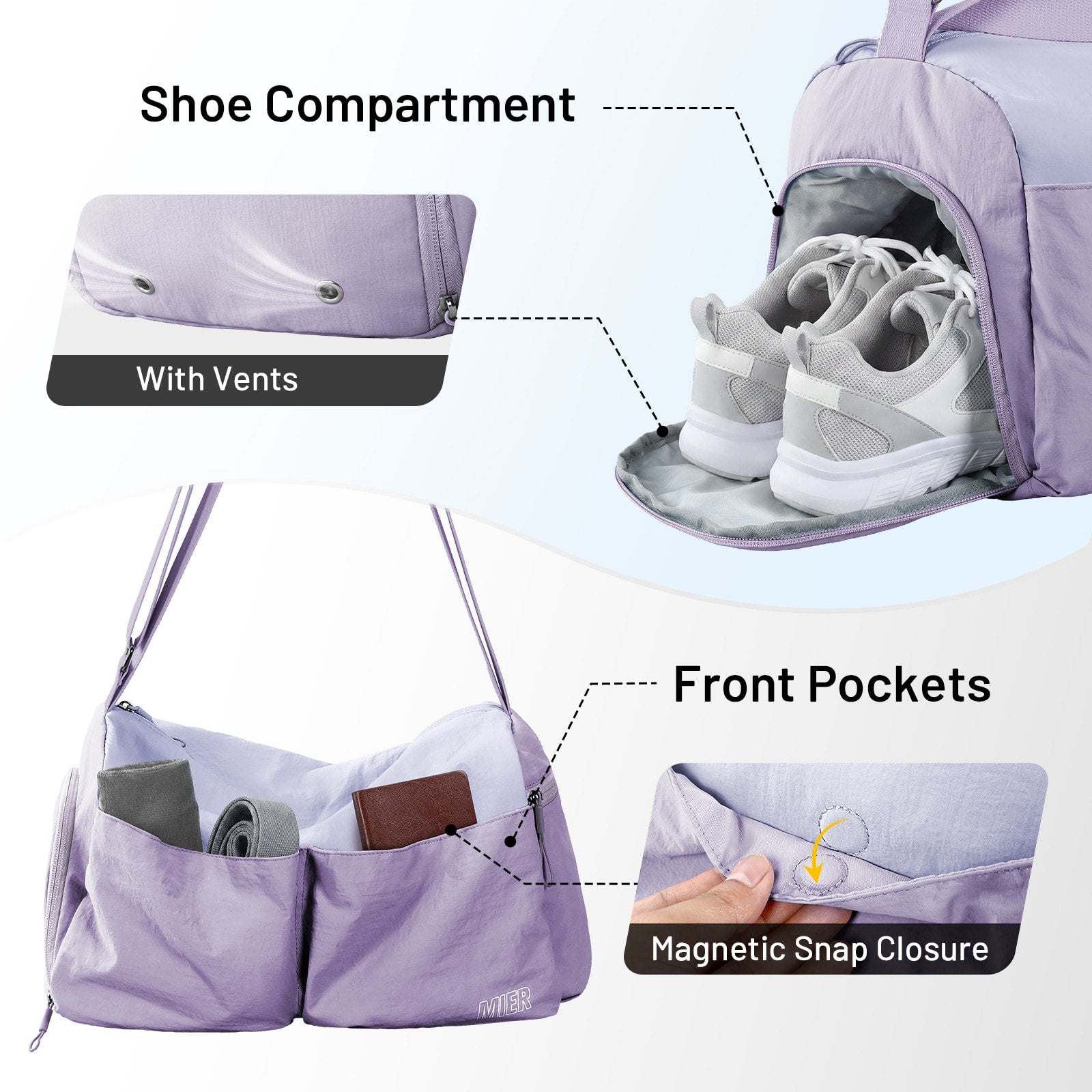 MIER Women's Gym Bag & Sports Duffel with Wet Pocket Gym Duffel Bag