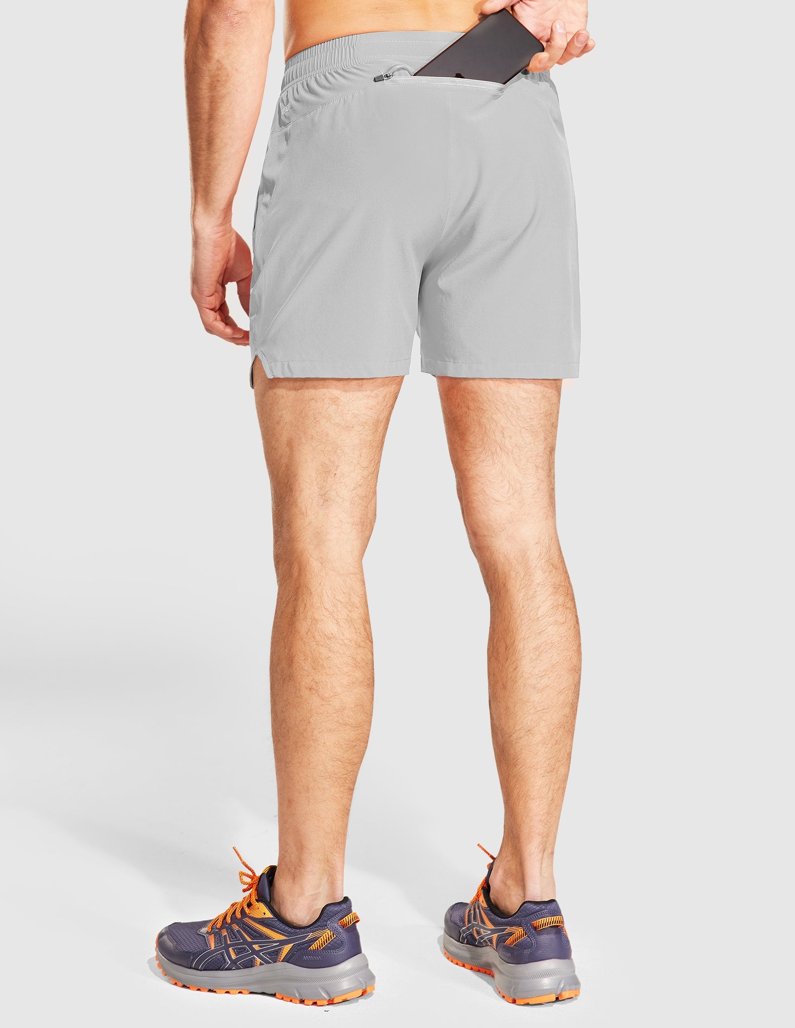 MIER Men's 5 Inch Running Shorts with Zipper Pockets Men's Shorts Light Grey / XS
