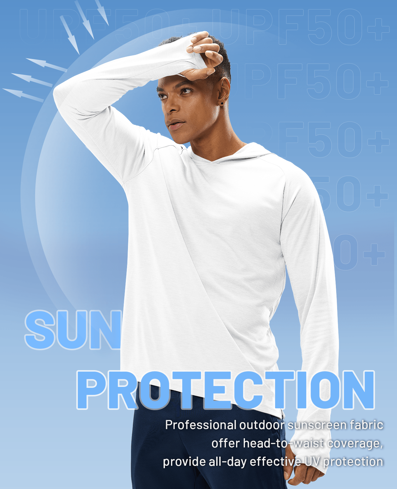 MIER Men's Hooded Shirt Lightweight Hoodie for Running, Fishing & Outdoor Protection Men's T-Shirts