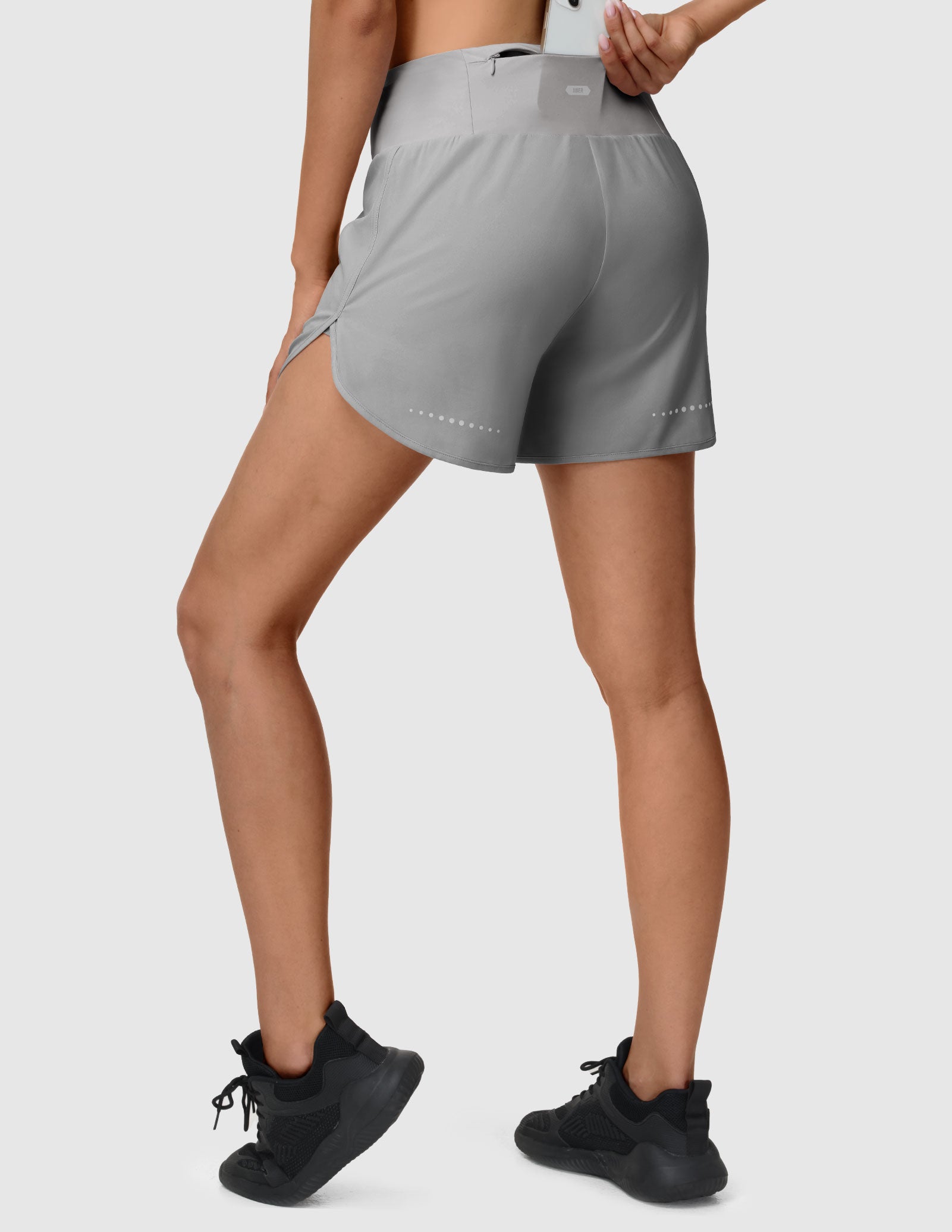 MIER Women’s 2-in-1 Running Shorts with Pockets Mid-Waist Quick Dry Athletic Shorts Women Shorts