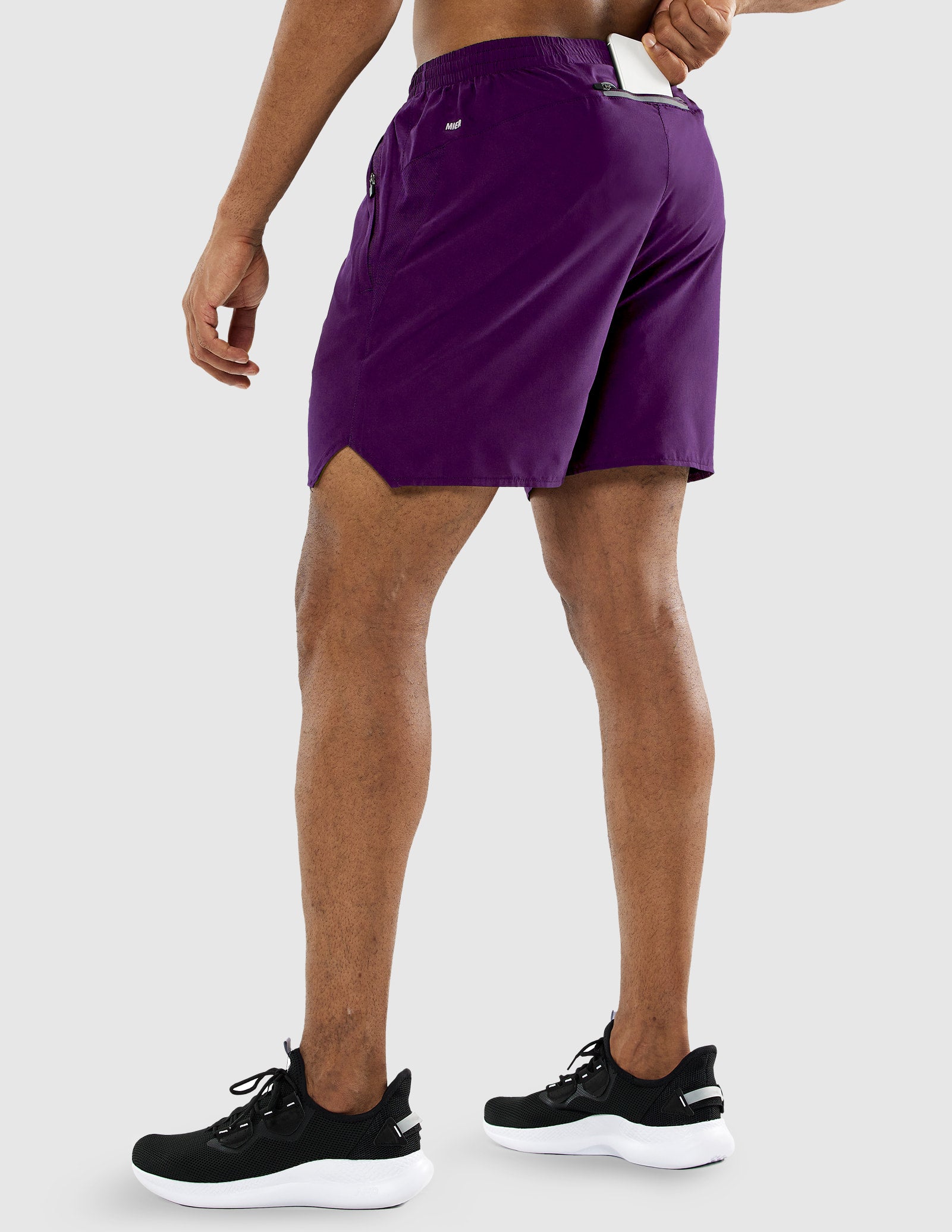 MIER Men's 5 Inch Running Shorts with Zipper Pockets Men's Shorts Dark Purple / XS
