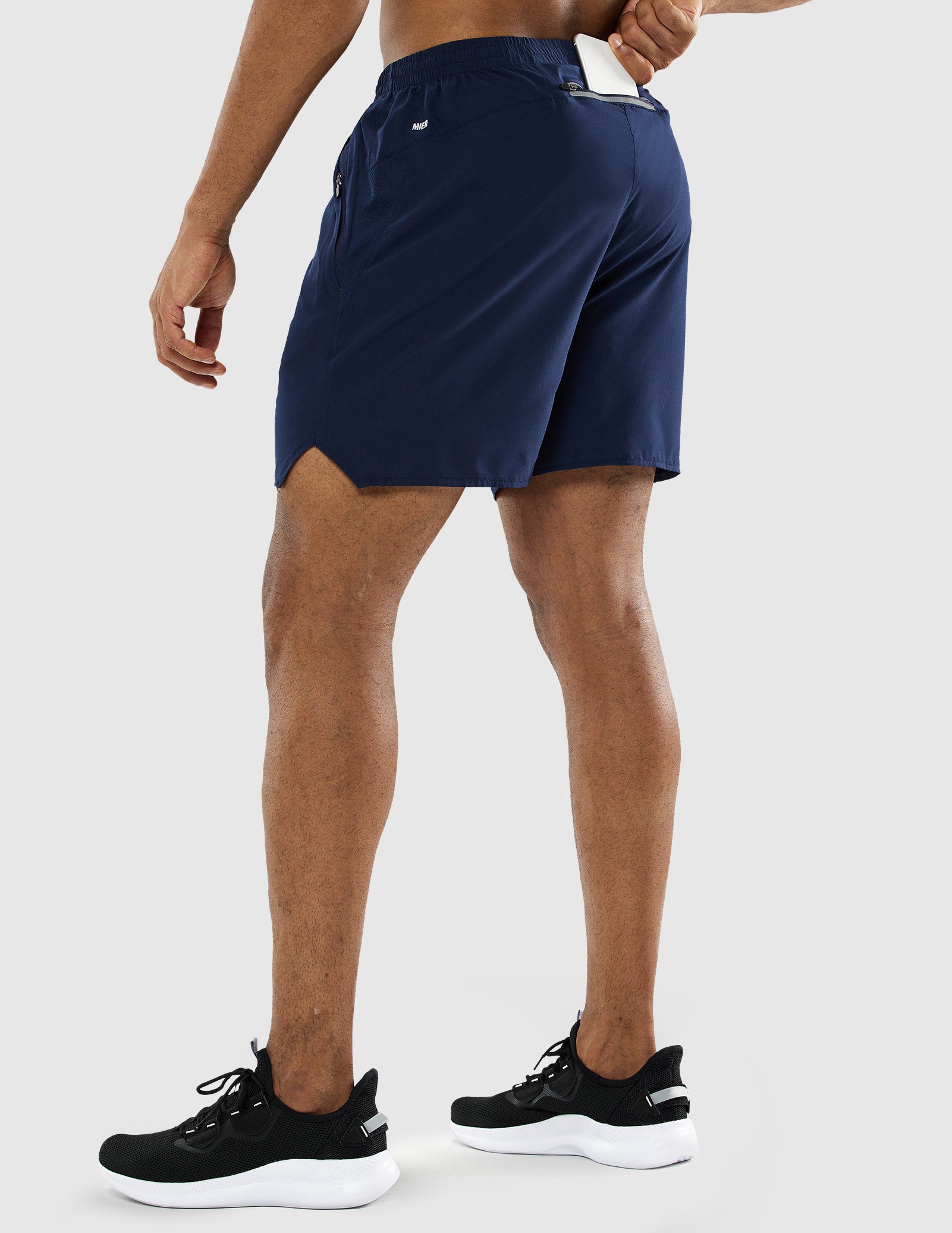 MIER Men's 5 Inch Running Shorts with Zipper Pockets Men's Shorts Navy / XS