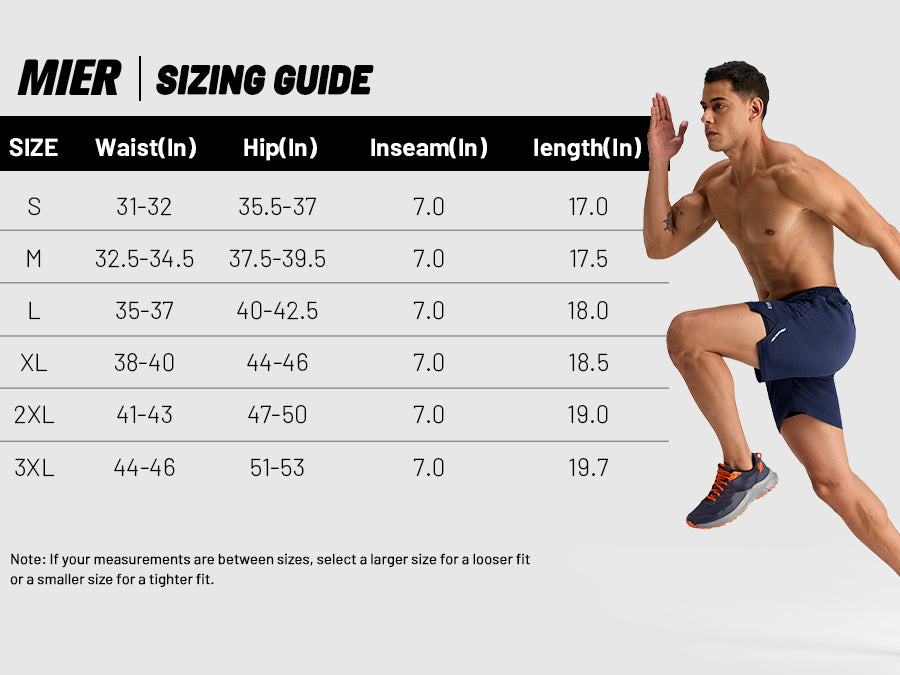 MIER Men's 7" 2-in-1 Running Shorts with Secure Zipper Pockets Men's Shorts