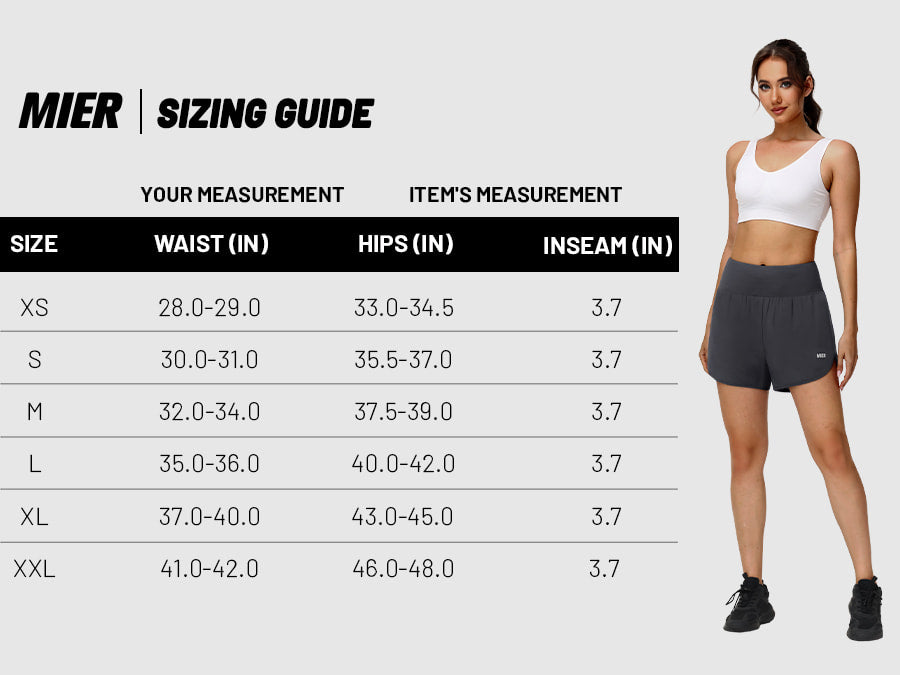 MIER Women’s 2-in-1 Running Shorts with Pockets Mid-Waist Quick Dry Athletic Shorts Women Shorts