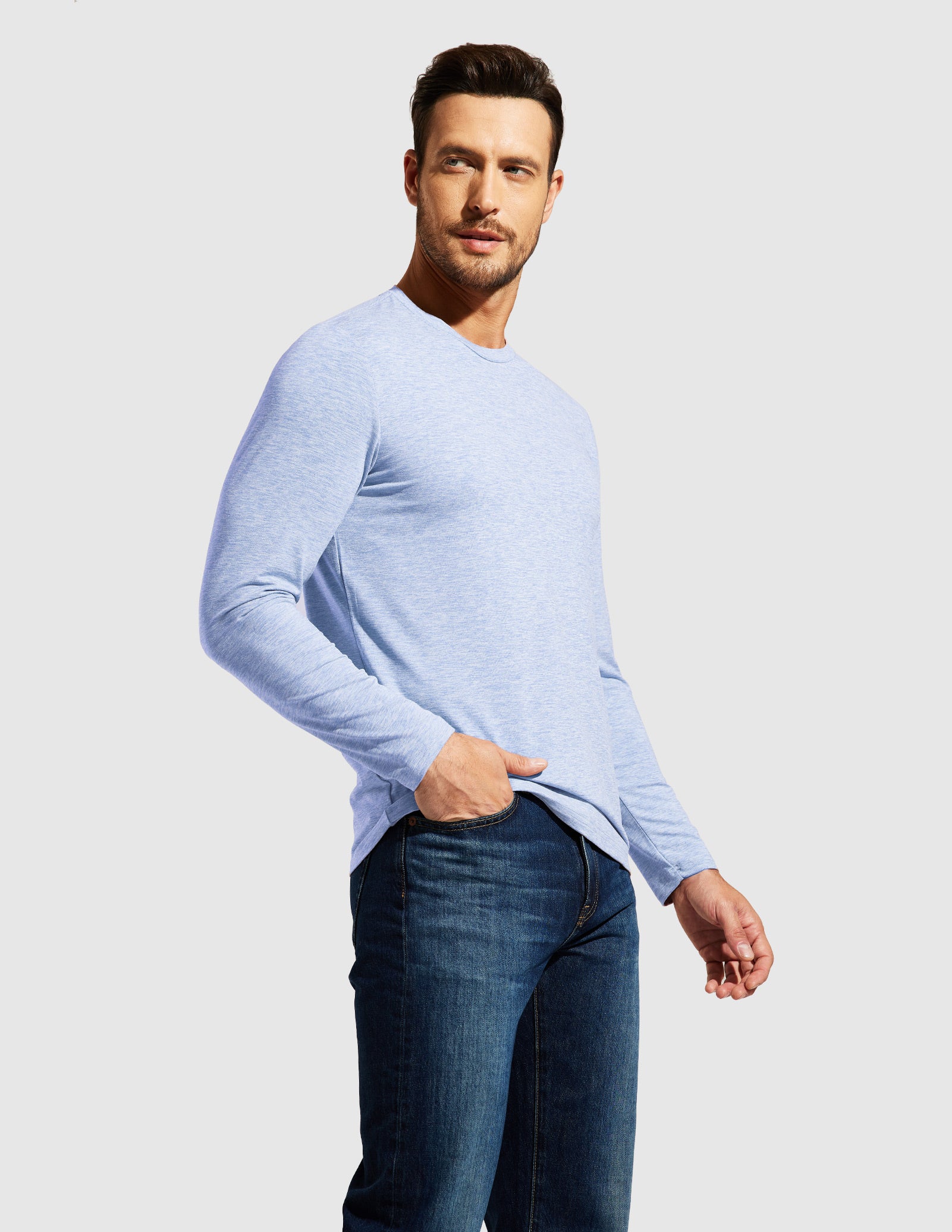MIER Men’s Buttery Soft Long Sleeve Athletic Crew Neck Tee Men's Shirt