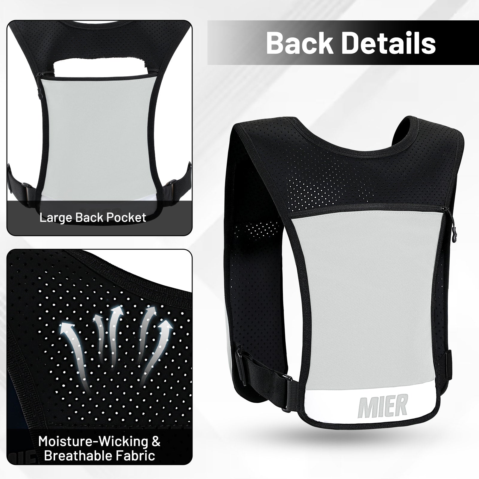 MIER Running Hydration Vest with 500ml Soft Flask Lightweight Reflective Vest Backpack for Women Men Running Vest