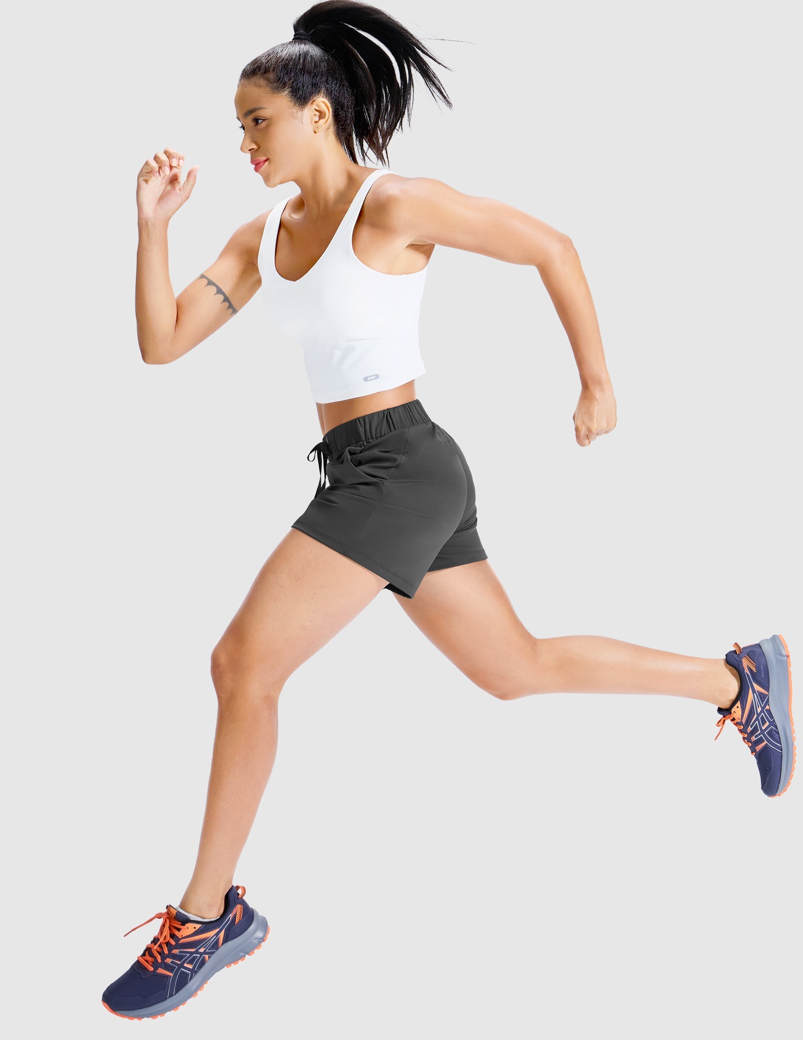 MIER Women's 4" Inseam Nylon Running Shorts, Quick-Dry, Stretch & Pockets Women Shorts
