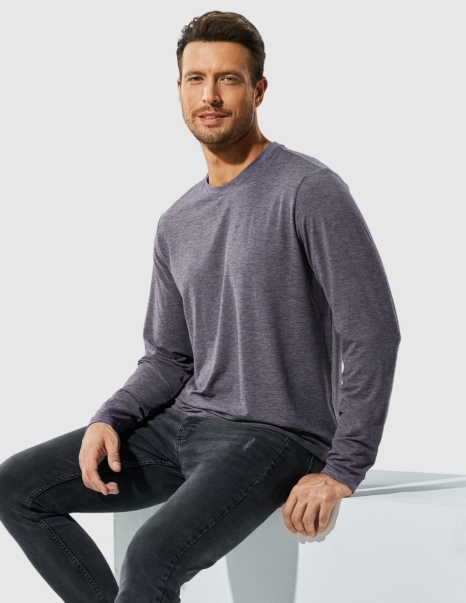 MIER Men’s Buttery Soft Long Sleeve Athletic Crew Neck Tee Men's Shirt Grey / S