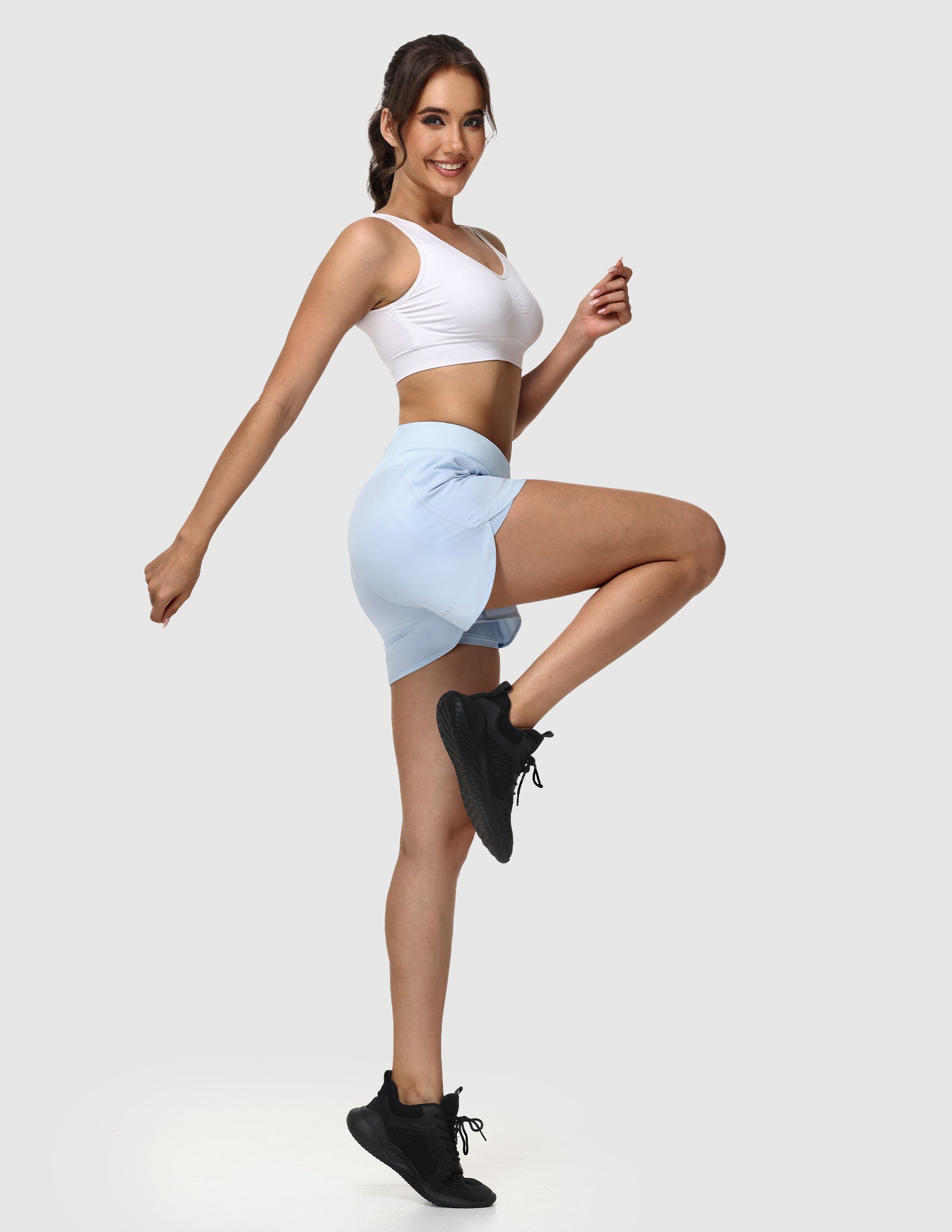MIER Women’s 2-in-1 Running Shorts with Pockets Mid-Waist Quick Dry Athletic Shorts Women Shorts