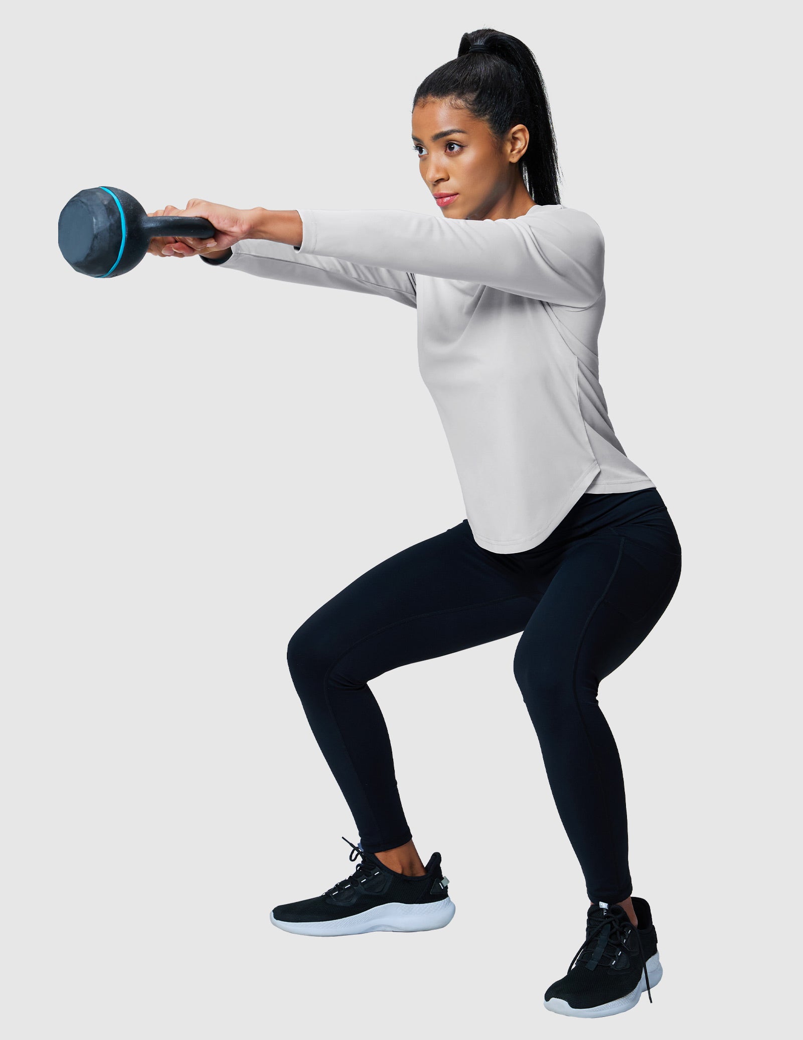 MIER Women’s Long Sleeve Workout Top UPF 50+ V-Neck Dry Fit Running Shirt Women Active Shirt