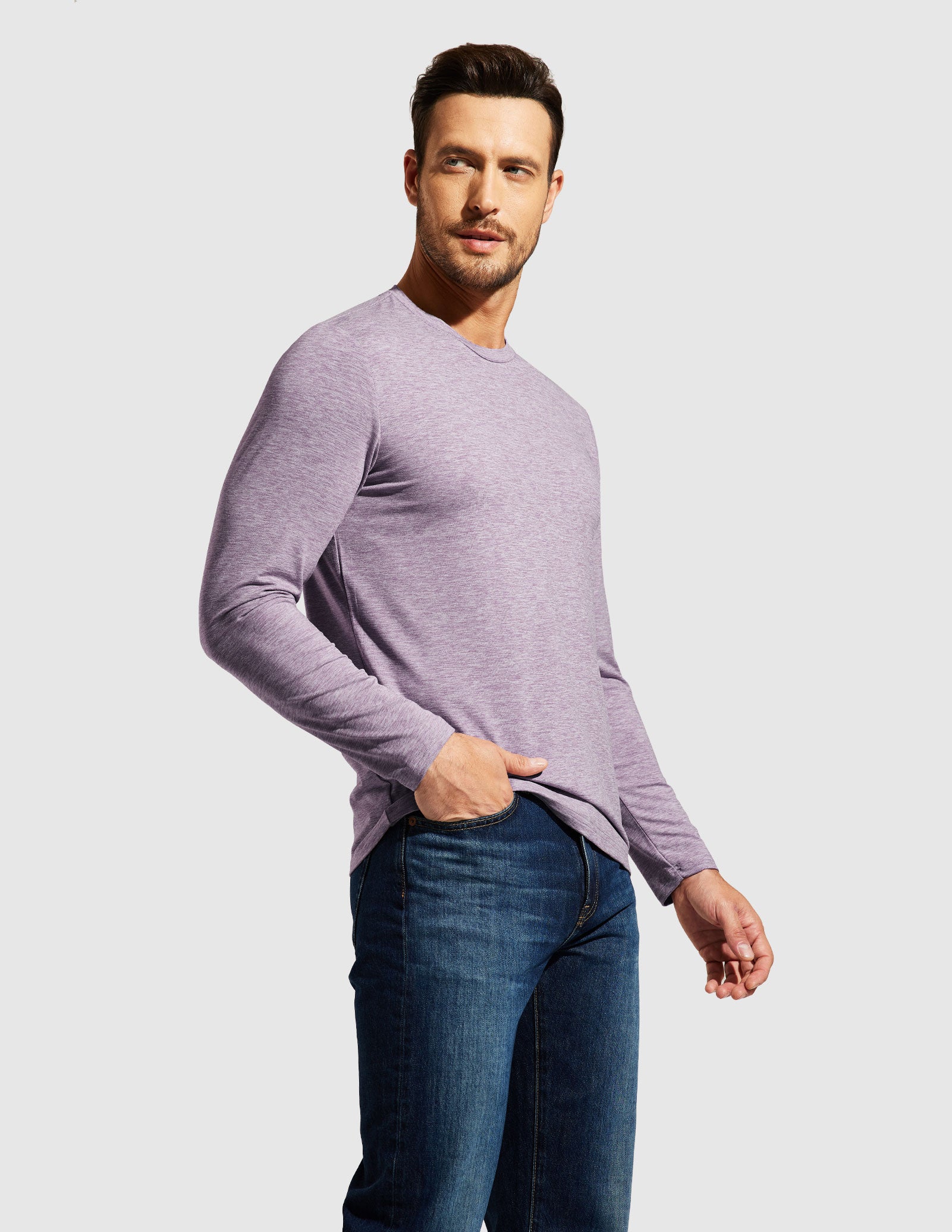 MIER Men’s Buttery Soft Long Sleeve Athletic Crew Neck Tee Men's Shirt