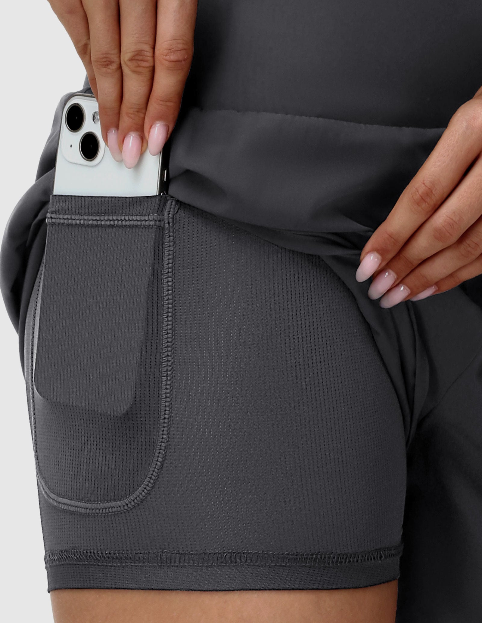 MIER Women’s 2-in-1 Running Shorts with Pockets Mid-Waist Quick Dry Athletic Shorts Women Shorts