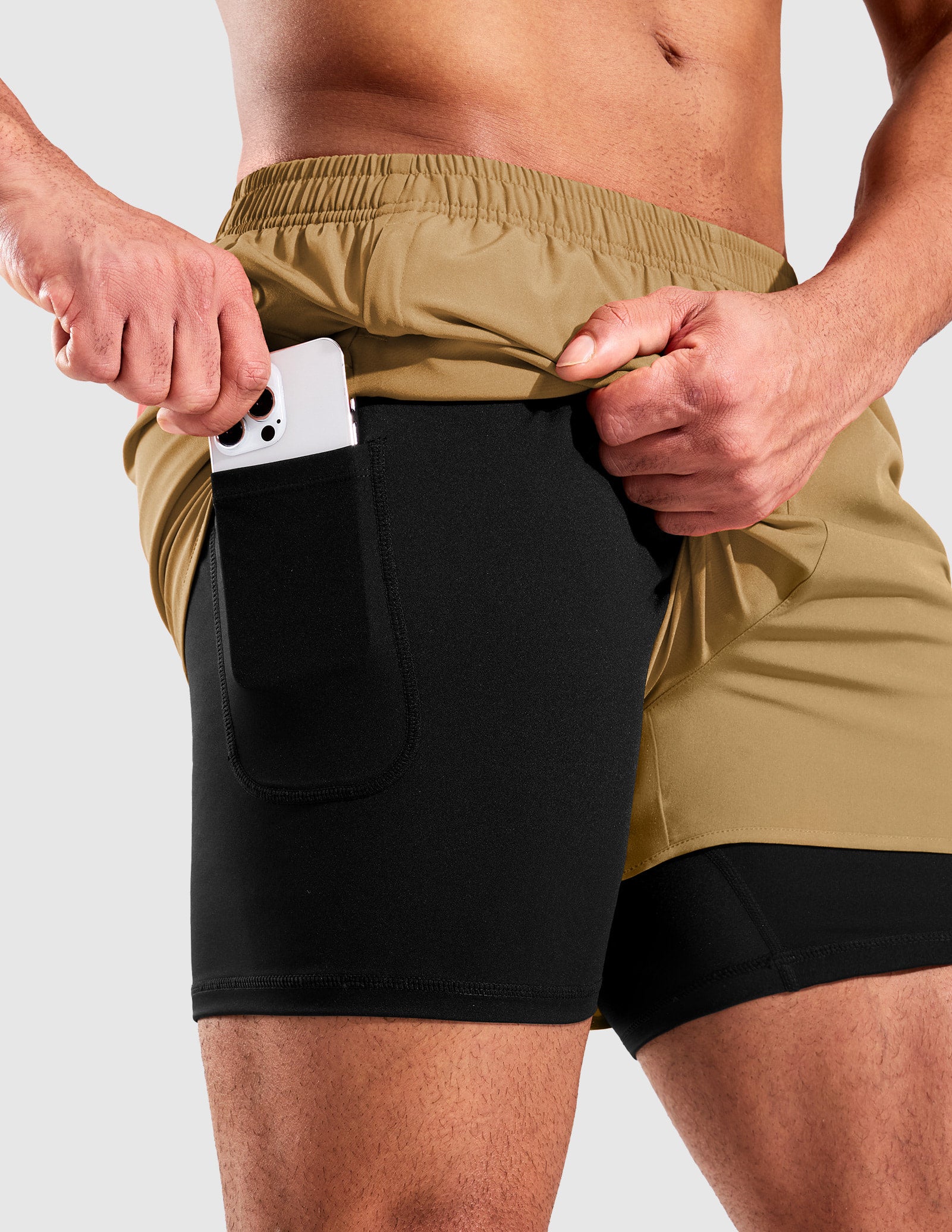 MIER Men’s 2-in-1 Running Shorts 5” Quick Dry with Compression Liner & 3 Pockets Men's Shorts