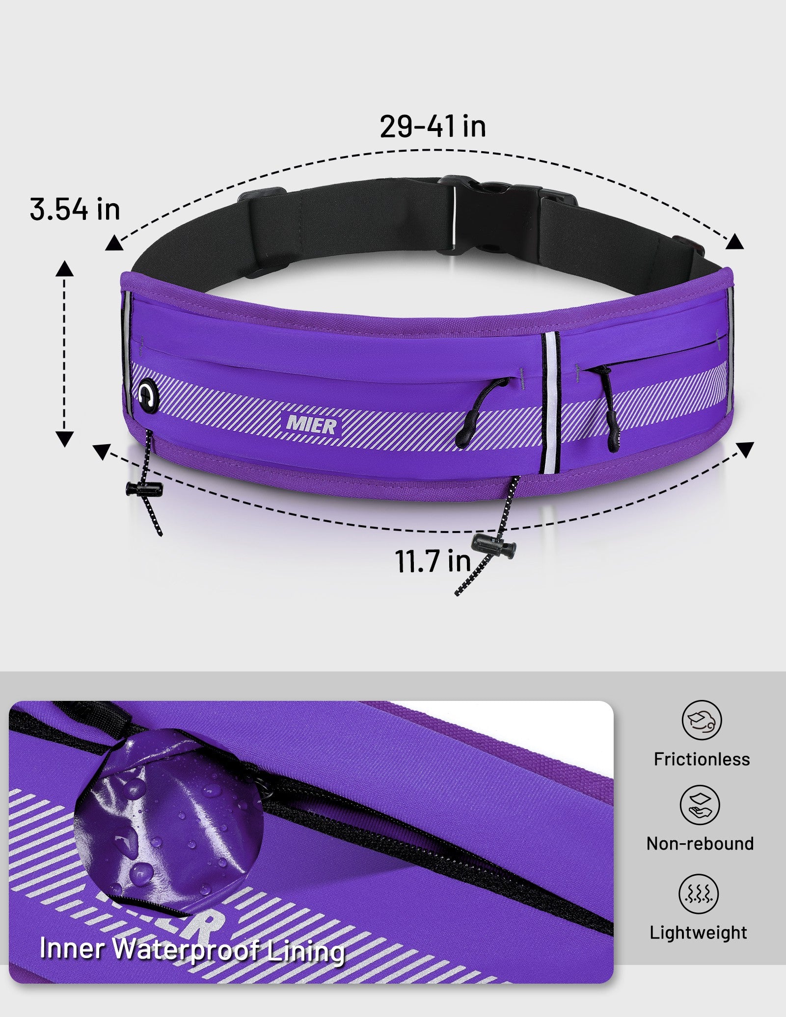MIER Running Belt Slim Waist Pack with Bib Clips Phone Holder Running Belt