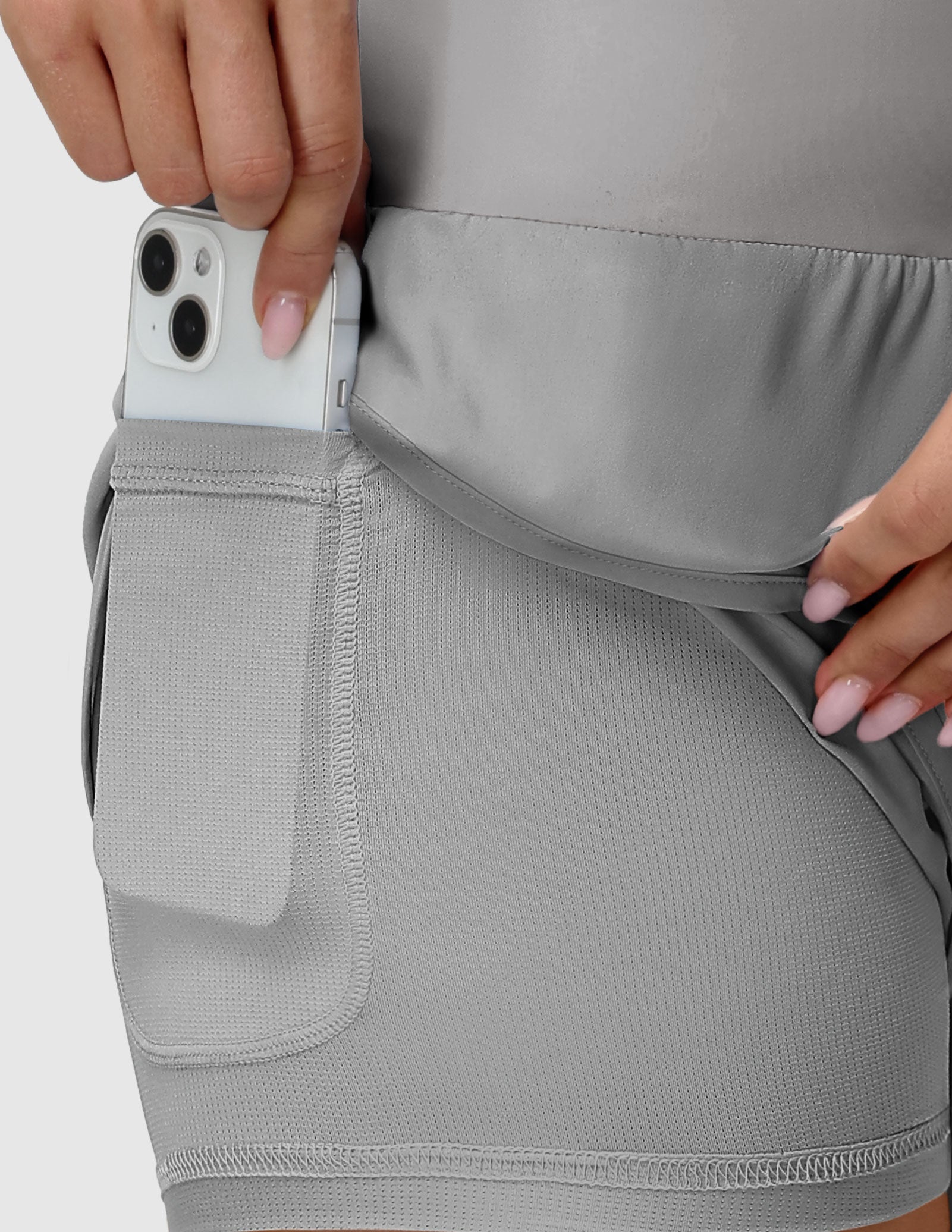 MIER Women’s 2-in-1 Running Shorts with Pockets Mid-Waist Quick Dry Athletic Shorts Women Shorts