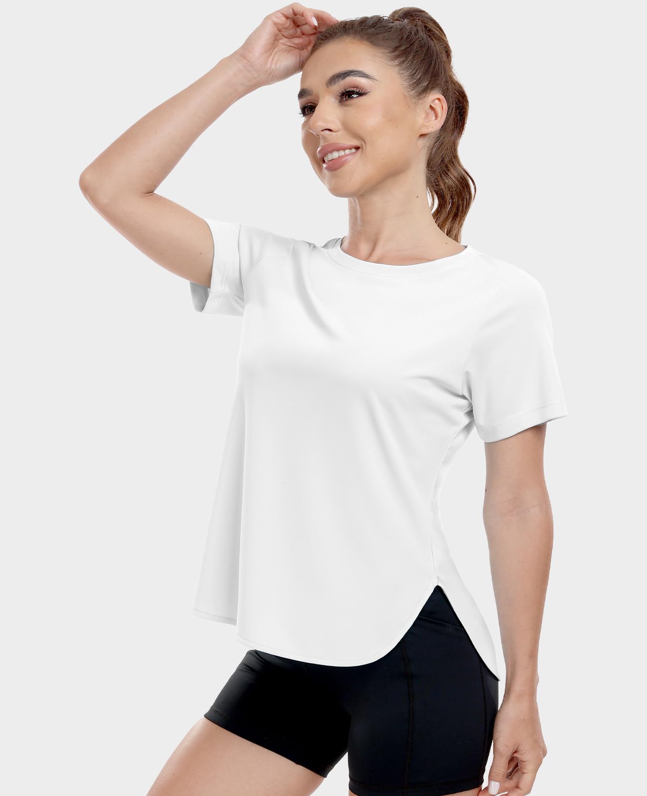 MIER Women's Moisture Wicking Running T-Shirt Lightweight and Durable Women Active Shirt White / XS