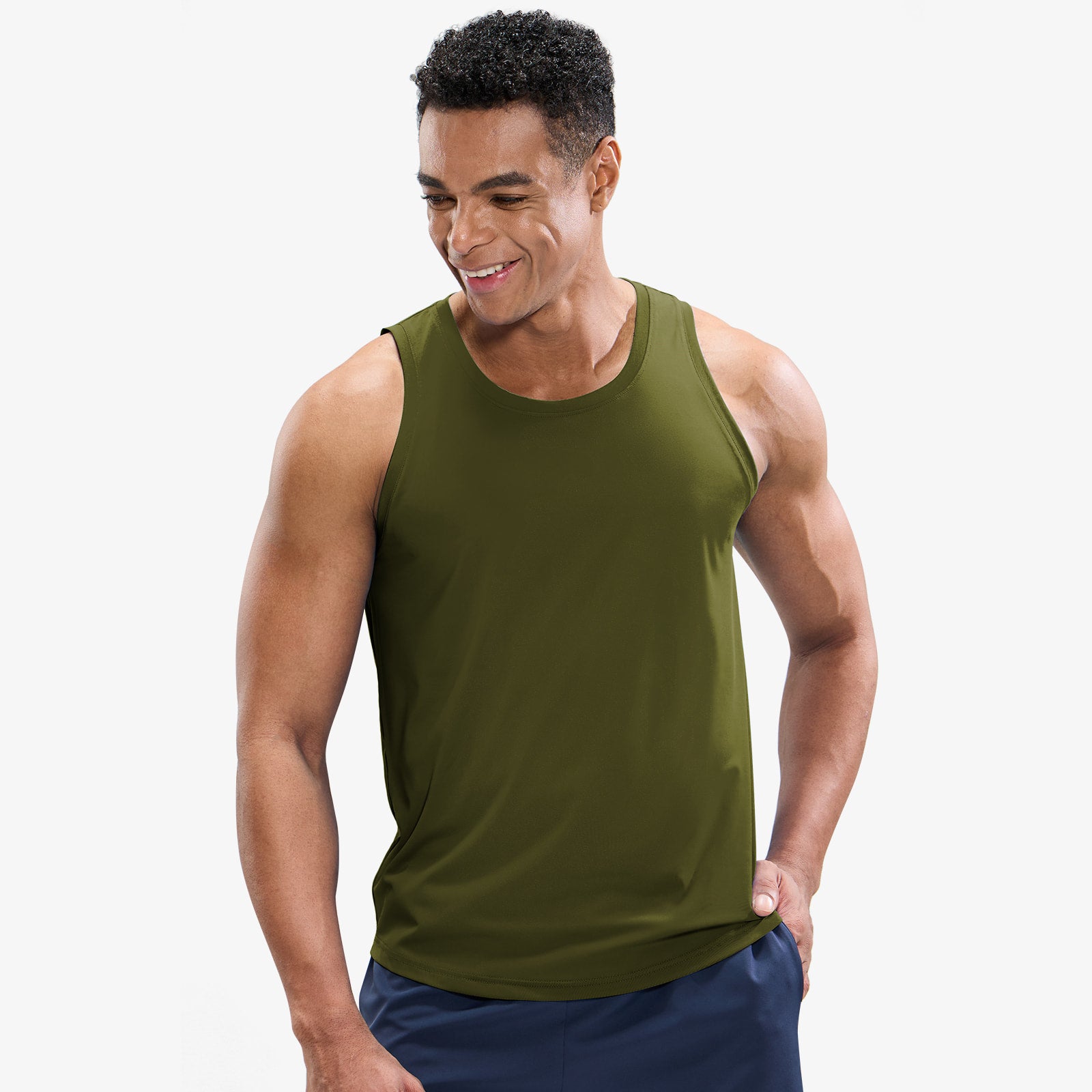 MIER Men’s Sleeveless Running Shirt Breathable and Sweat Wicking Men's Tank Top