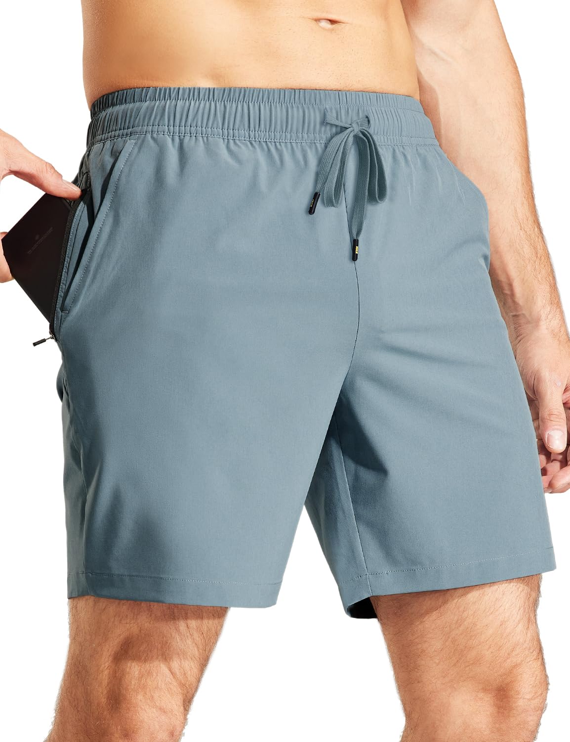 MIER Men's 7 Inch Active Running Shorts with Zipper Pockets Men's Shorts