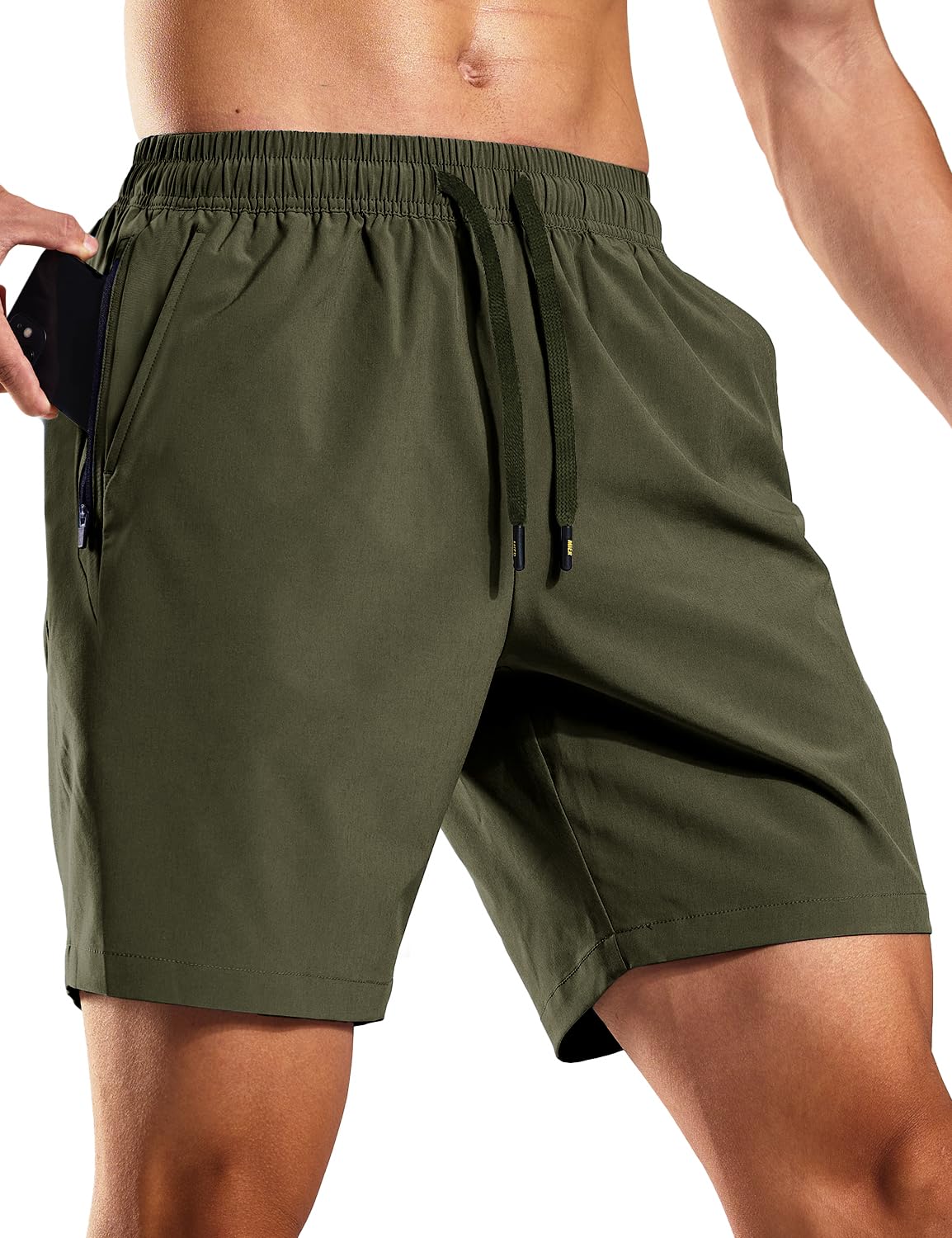 MIER Men's 7 Inch Active Running Shorts with Zipper Pockets Men's Shorts