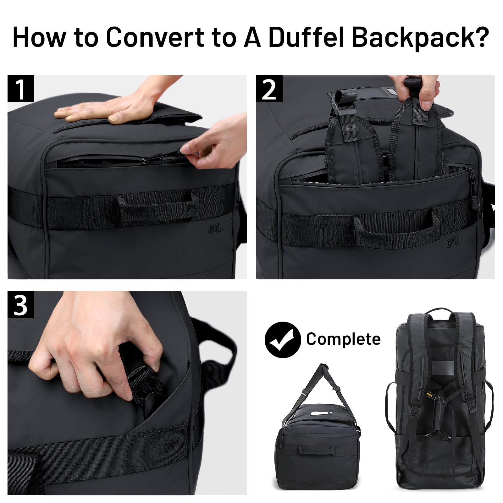 MIER Convertible Backpack Duffel Water Resistant Duffle Bag Backpack Duffel
