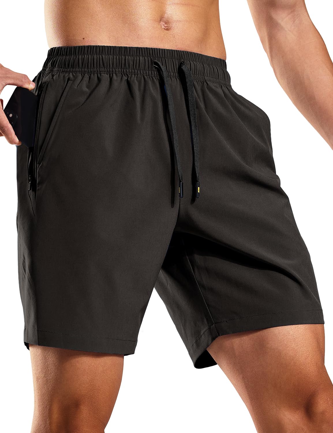 MIER Men's 7 Inch Active Running Shorts with Zipper Pockets Men's Shorts