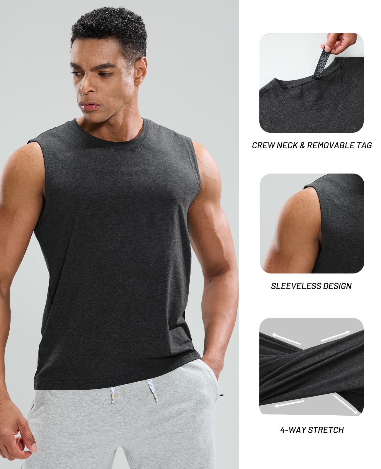 MIER Cotton Blend Running Tank for Men Stretchable and Moisture Wicking Men's Tank Top