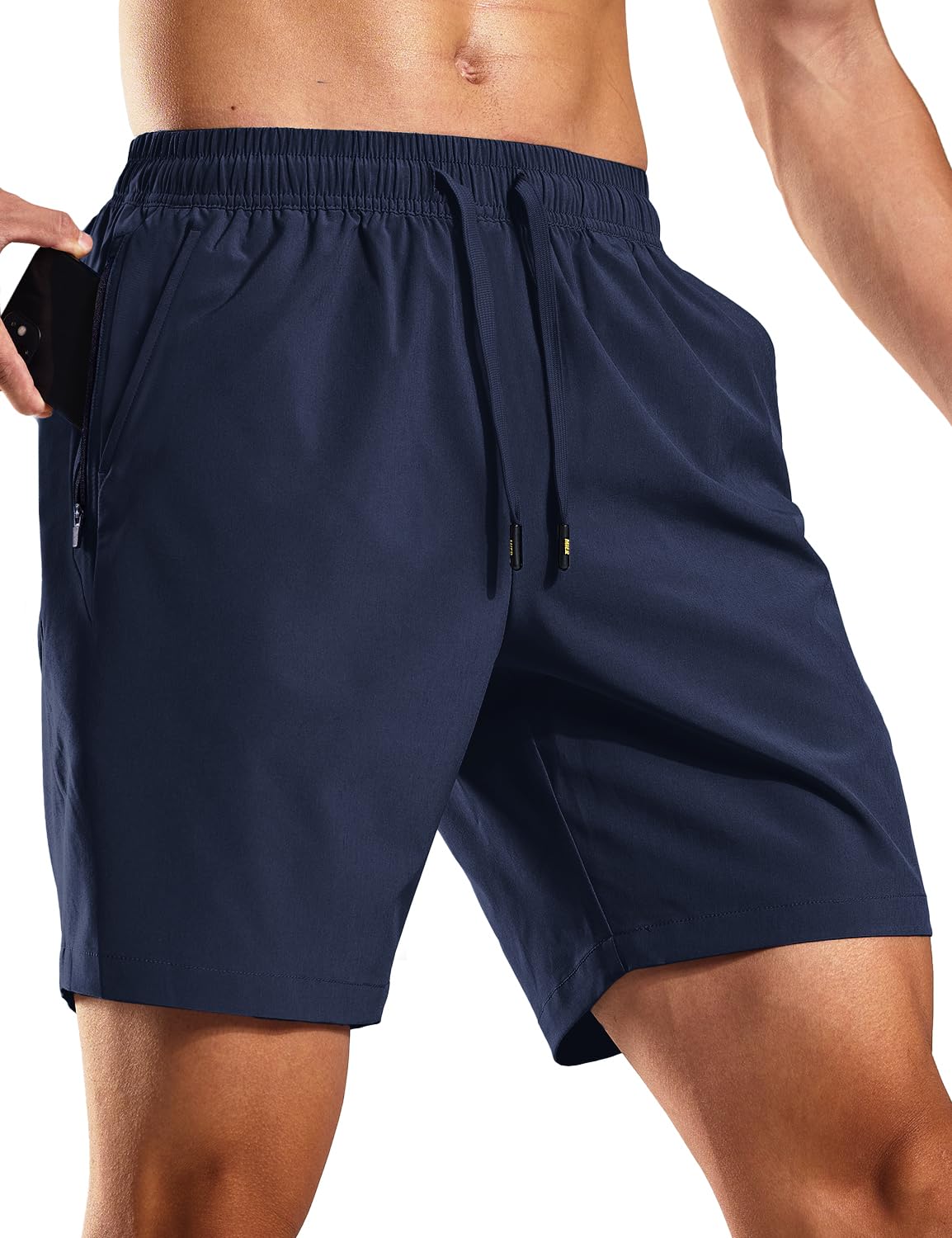 MIER Men's 7 Inch Active Running Shorts with Zipper Pockets Men's Shorts