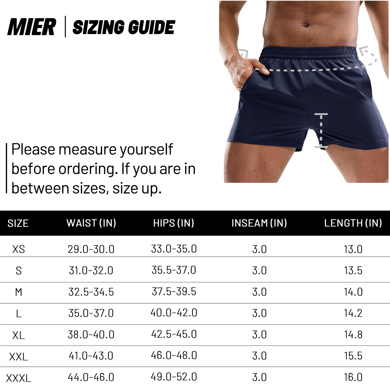 MIER Men's 3 Inch Athletic Running Shorts with Brief Liner Men's Shorts