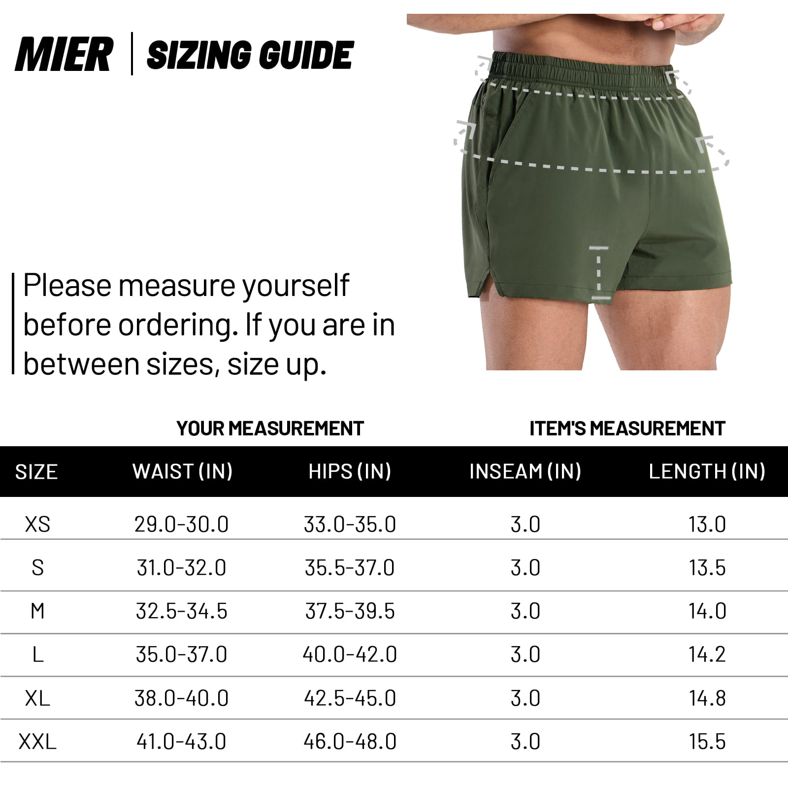 MIER Men's 3 Inch Running Shorts with Liner and Pockets Men's Shorts