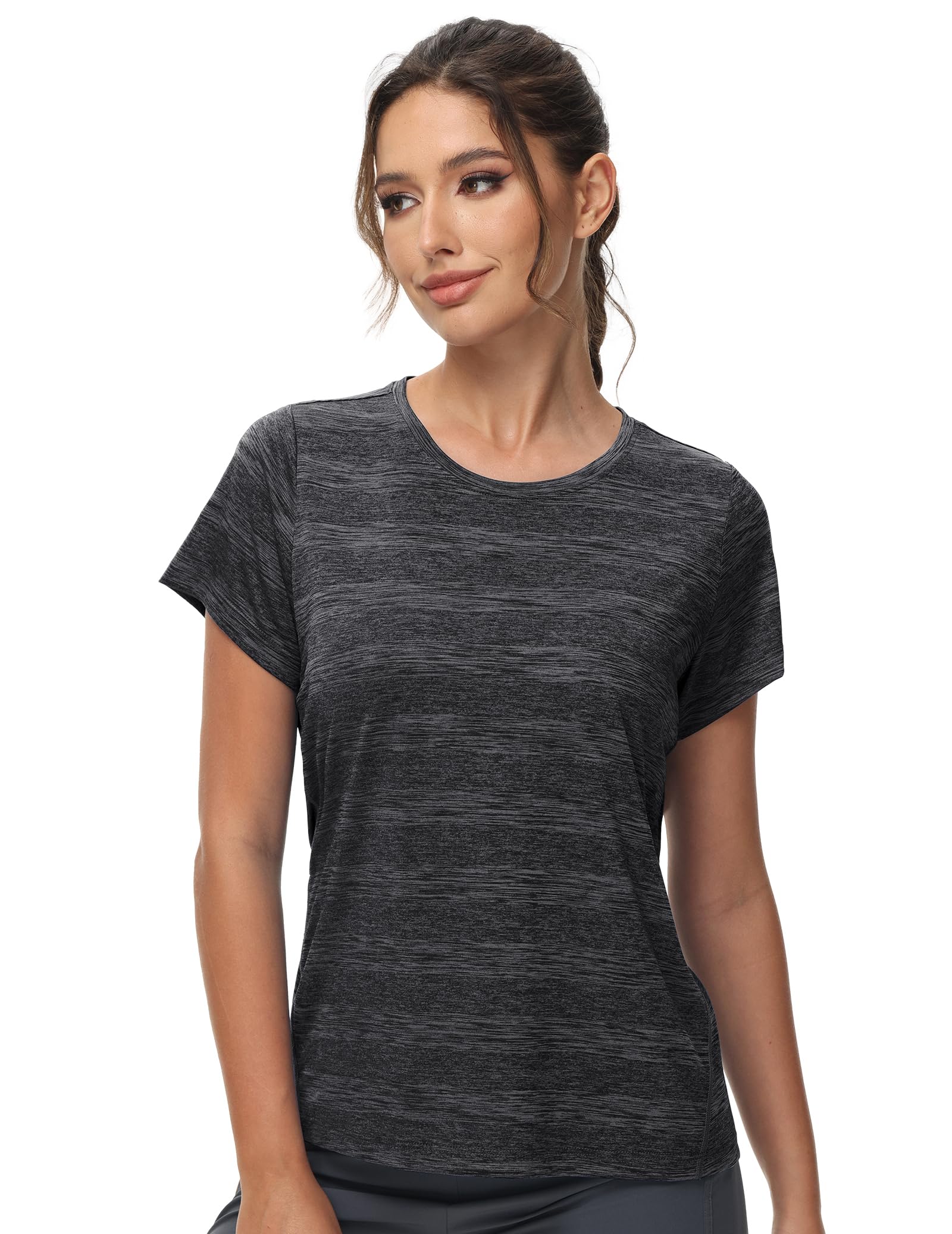 MIER Women's Performance Running Shirt, Moisture Wicking and Chafe Free Women Active Shirt