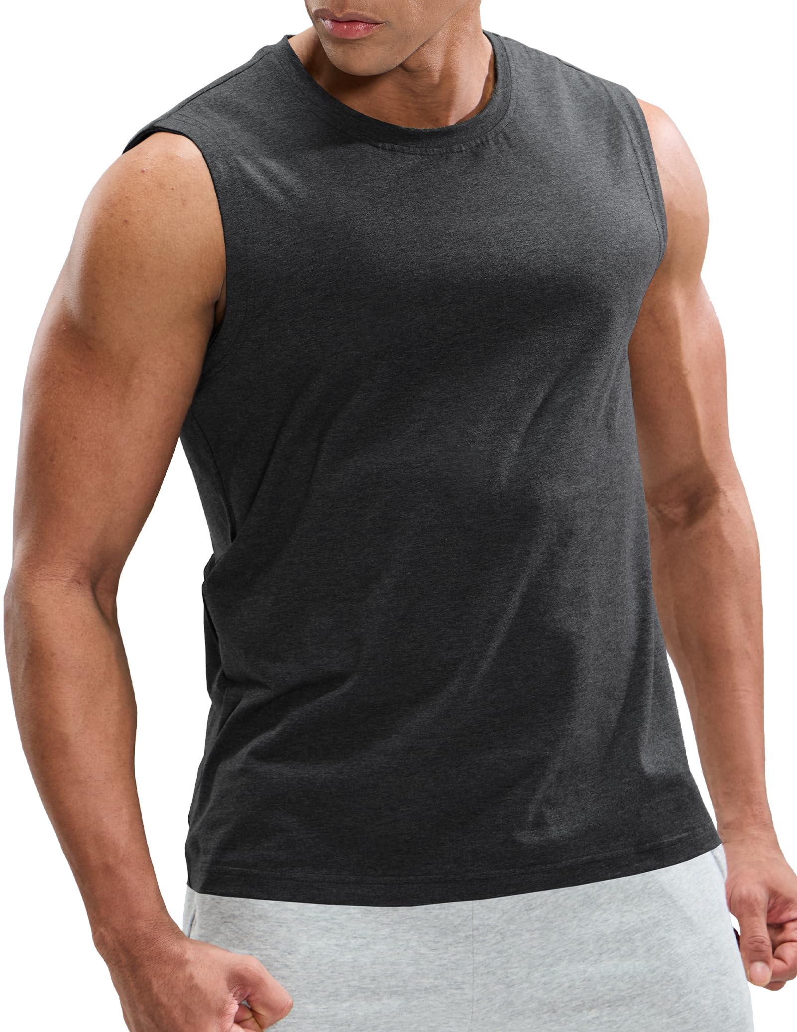 MIER Cotton Blend Running Tank for Men Stretchable and Moisture Wicking Men's Tank Top
