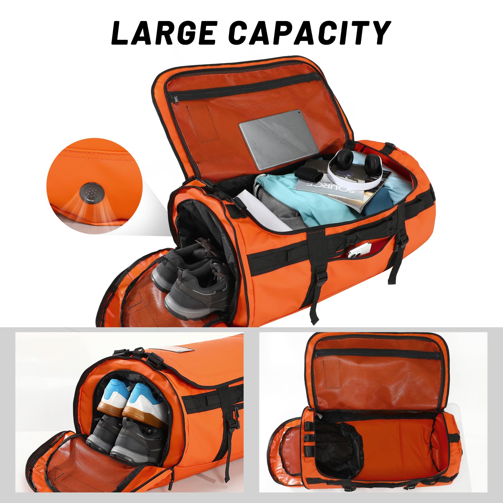 MIER Large Duffel Backpack Bag with Shoe Compartment Backpack Duffel
