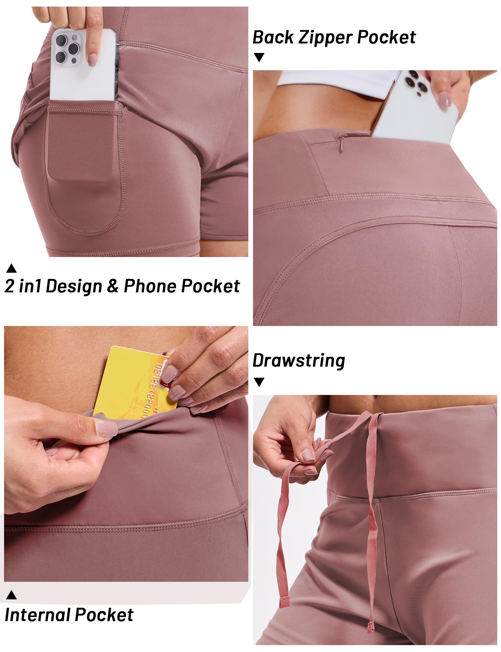 MIER Women's 2 in 1 Running Shorts with Liner and Zipper Pocket 3 Inch Women Shorts