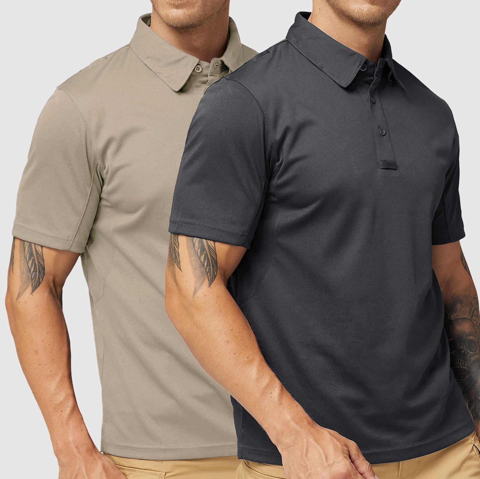 MIER Men's Tactical Polo Shirts Outdoor Collared Shirt Men Polo Grey Khaki / S