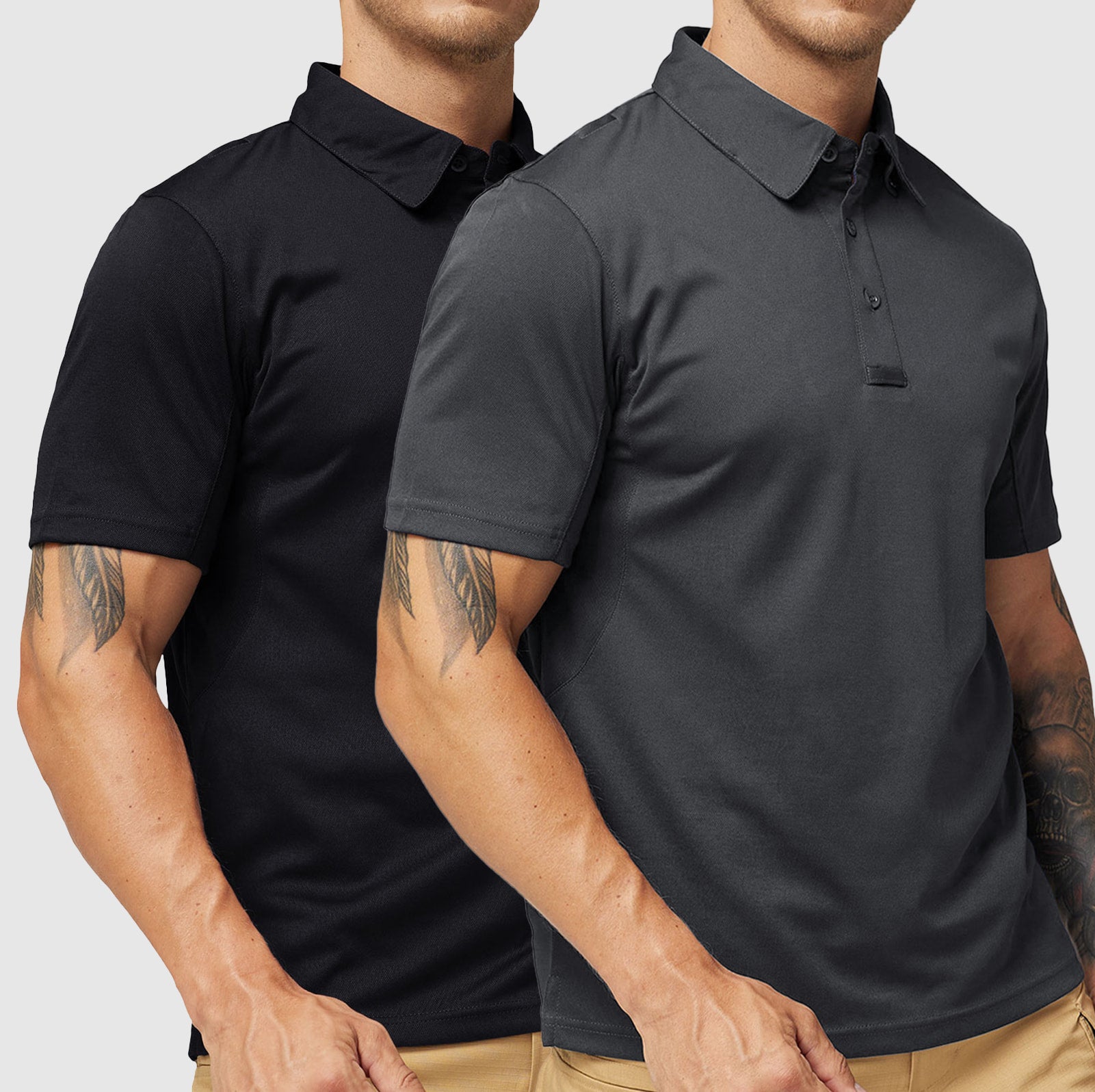 MIER Men's Tactical Polo Shirts Outdoor Collared Shirt Men Polo Black Grey / S