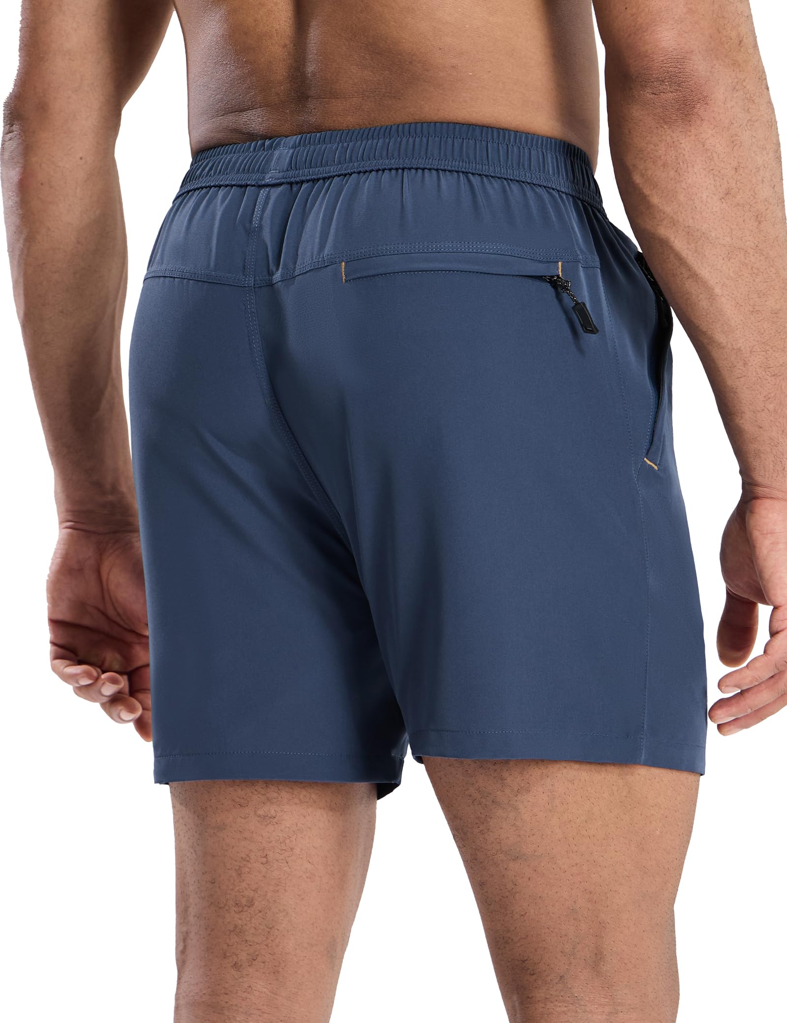 MIER Men's 5 Inch Dry Fit Running Shorts with Zipper Pockets Men's Shorts