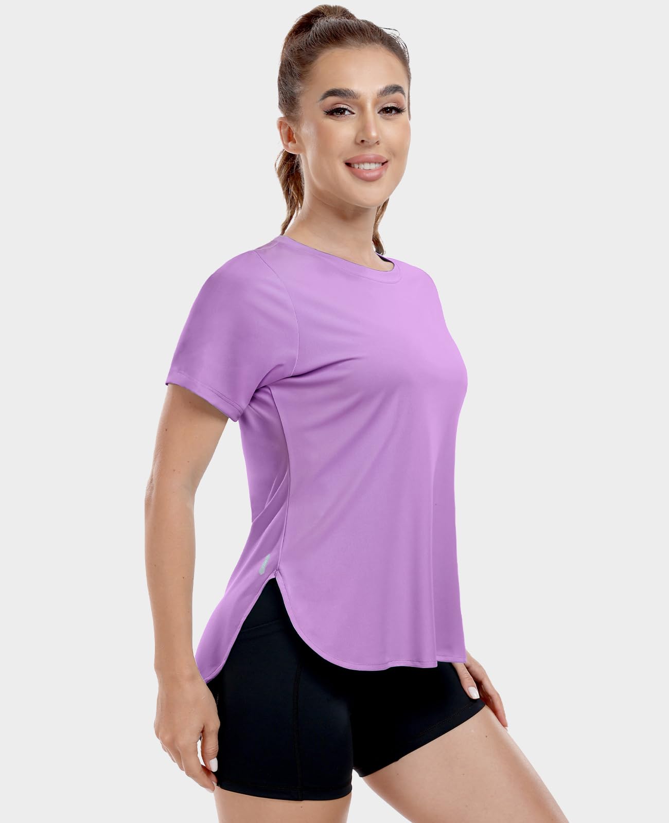 MIER Women's Moisture Wicking Running T-Shirt Lightweight and Durable Women Active Shirt Purple / XS