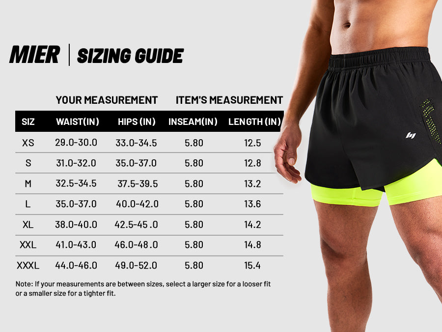 MIER Men’s 2-in-1 Running Shorts 5” Quick Dry with Compression Liner & 3 Pockets Men's Shorts