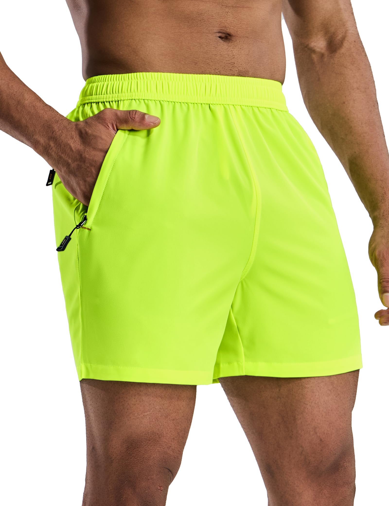 MIER Men's 5 Inch Dry Fit Running Shorts with Zipper Pockets Men's Shorts