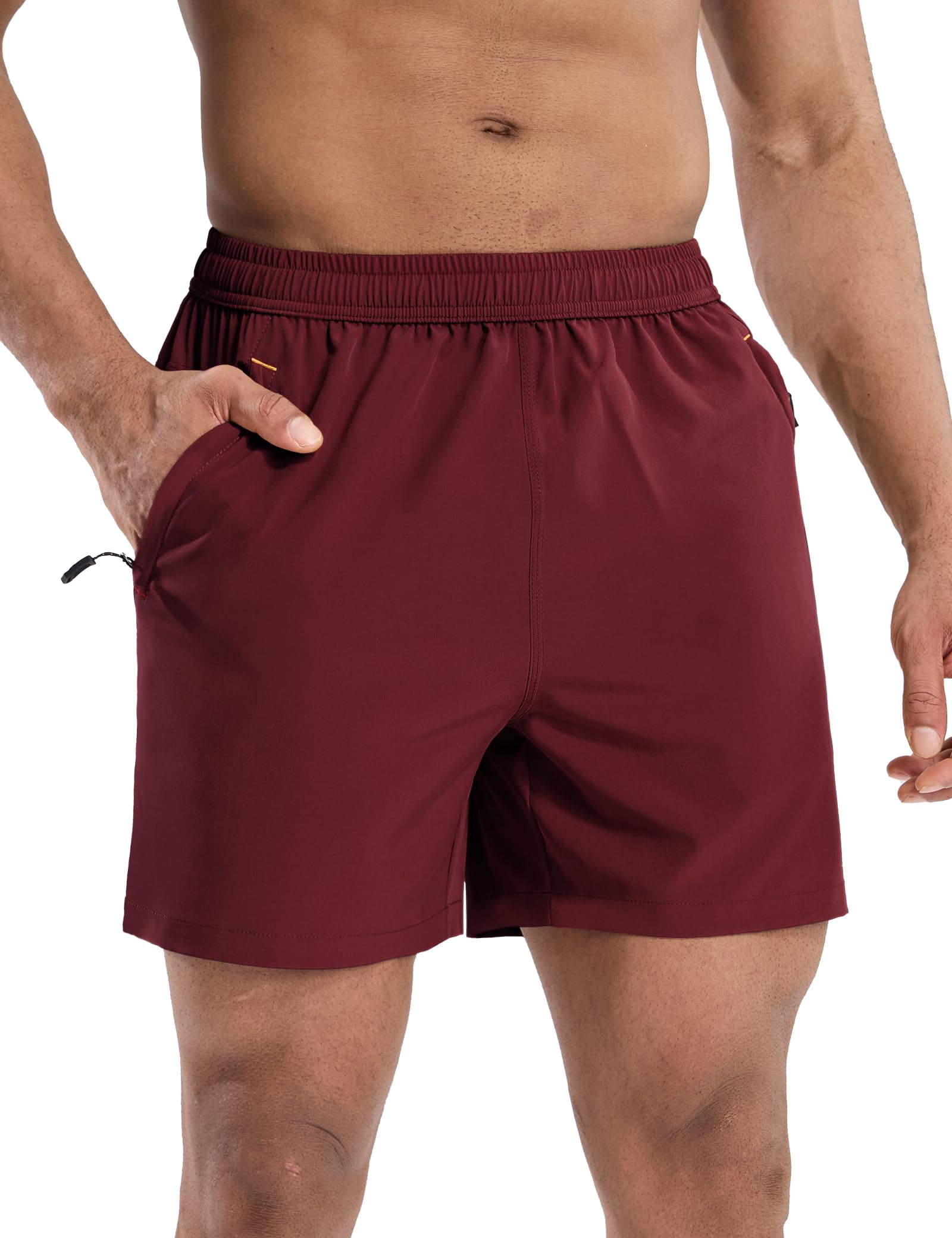 MIER Men's 5 Inch Dry Fit Running Shorts with Zipper Pockets Men's Shorts