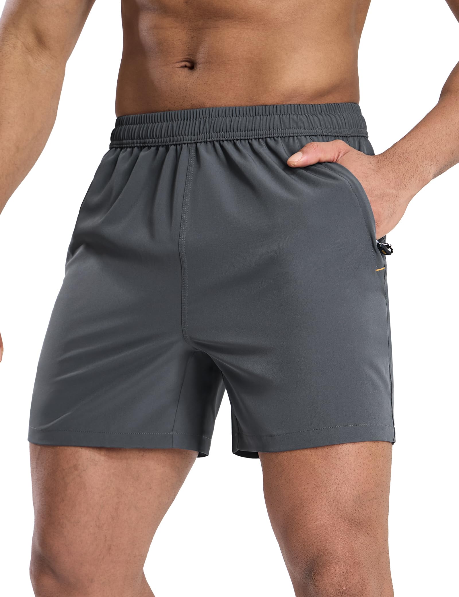 MIER Men's 5 Inch Dry Fit Running Shorts with Zipper Pockets Men's Shorts