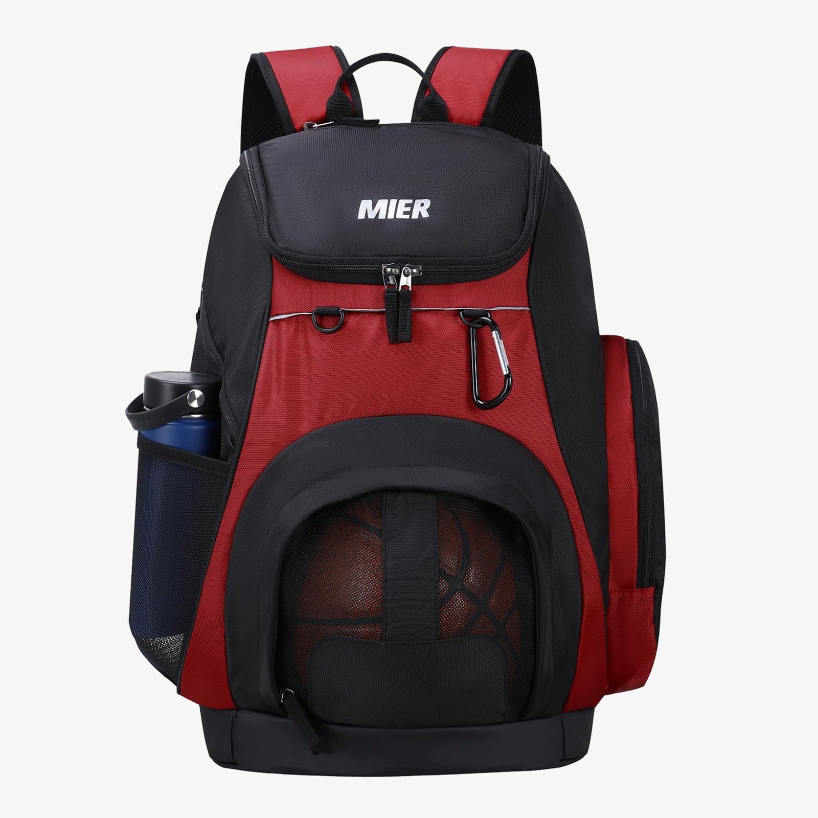 MIER Basketball Backpack Large Sports Bag with Laptop Compartment Backpack Bag Red Black