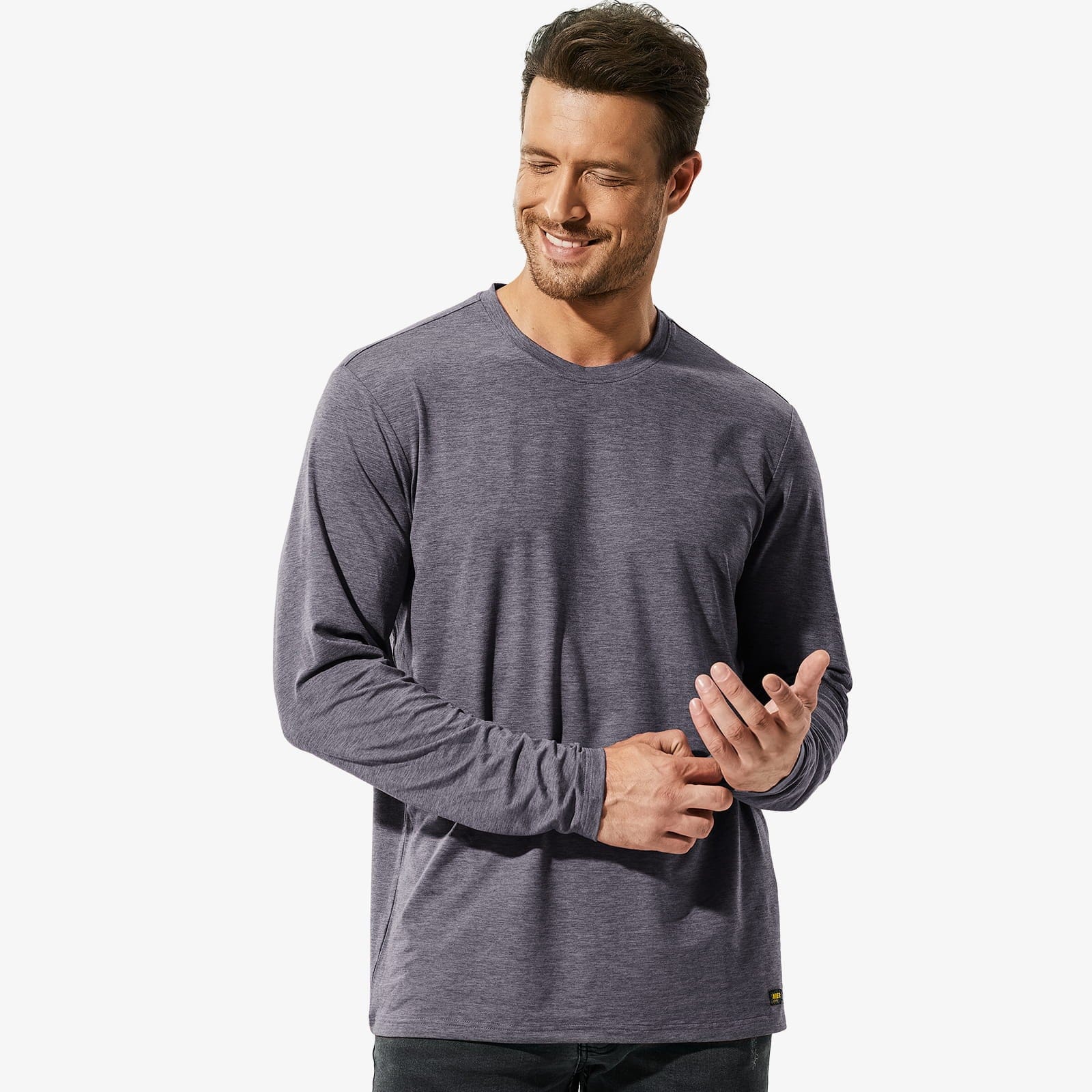 MIER Men’s Buttery Soft Long Sleeve Athletic Crew Neck Tee Men's Shirt Grey / S